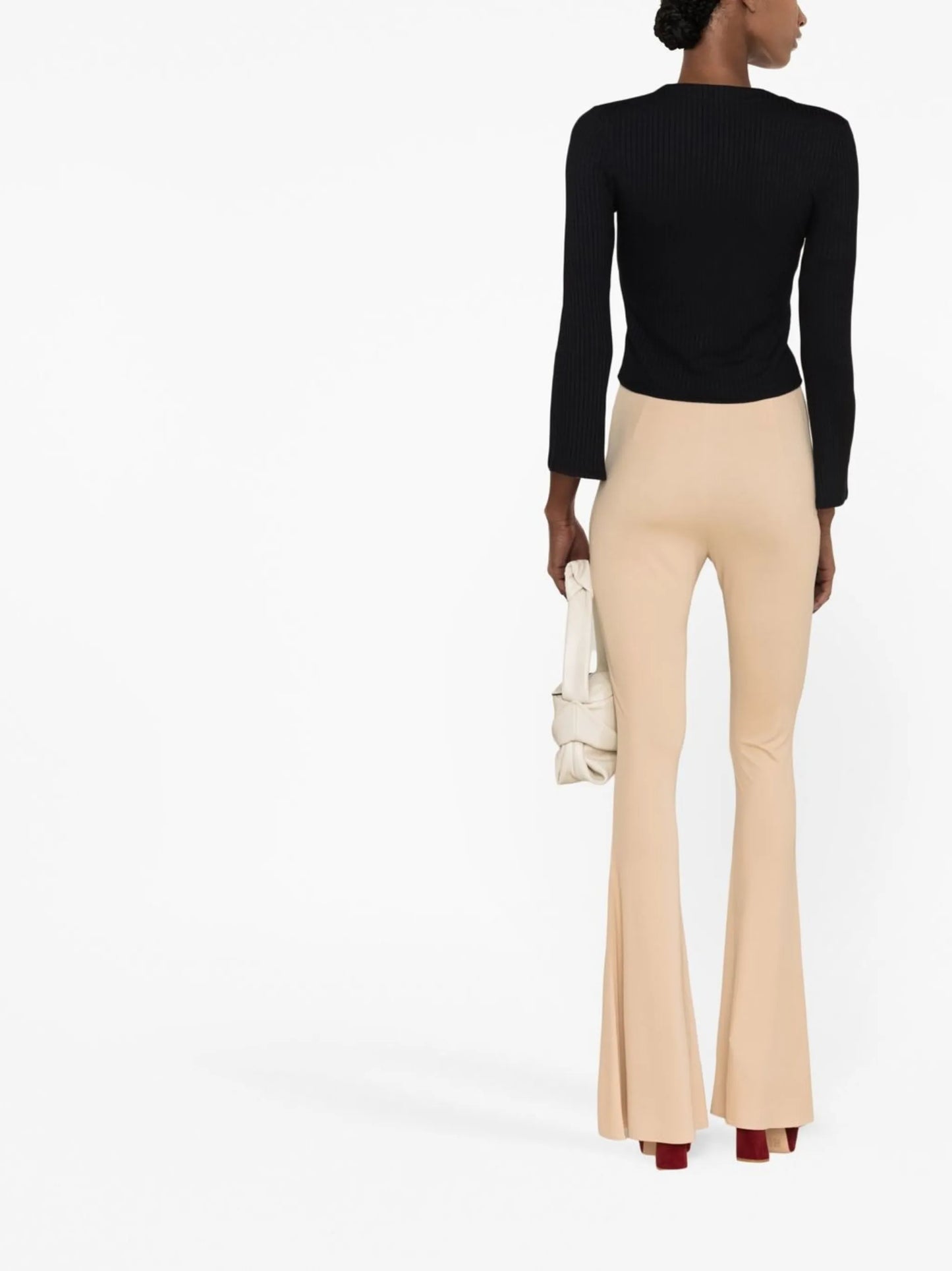 high-waisted flared trousers
