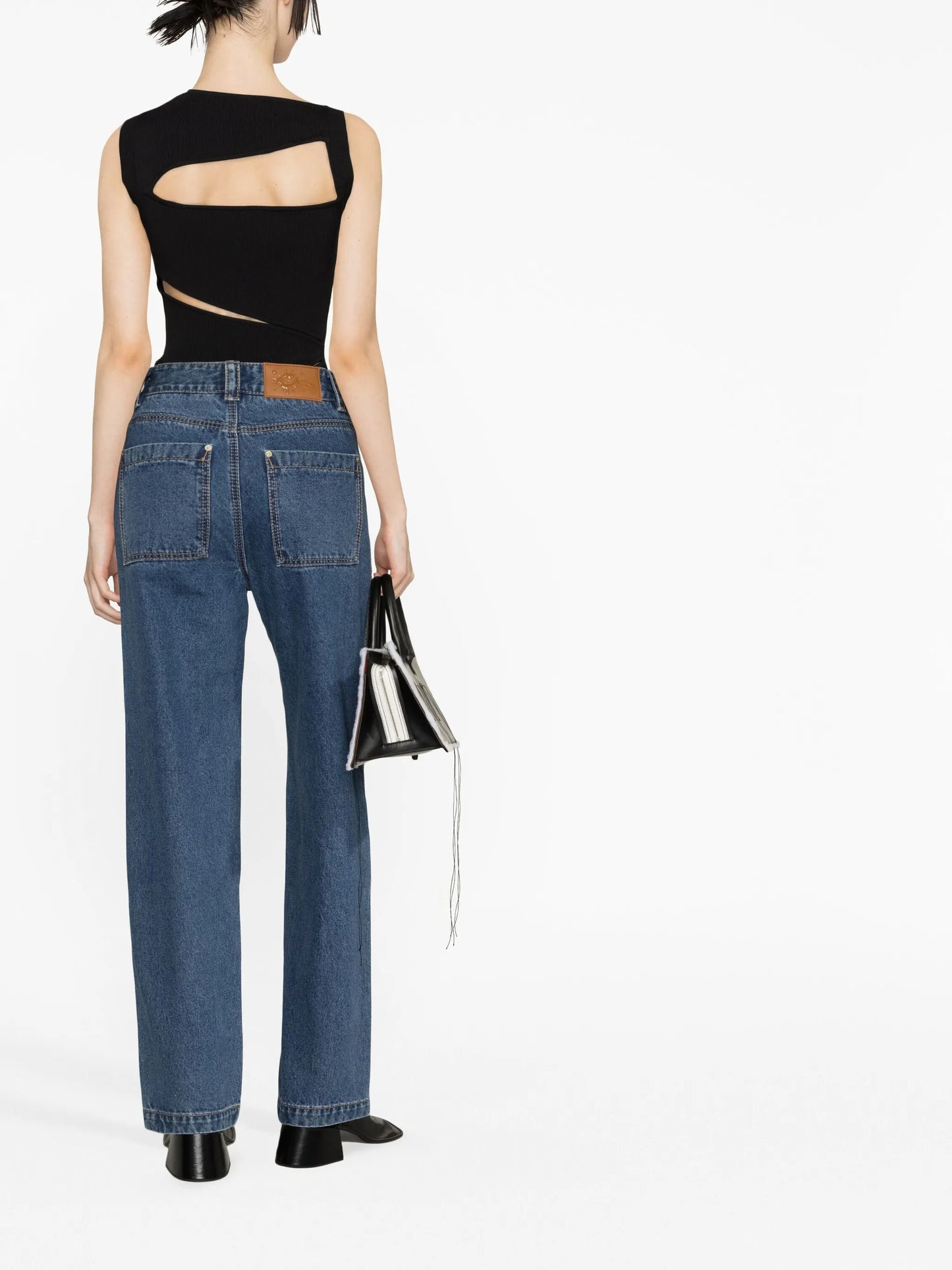 patch-design straight-leg jeans