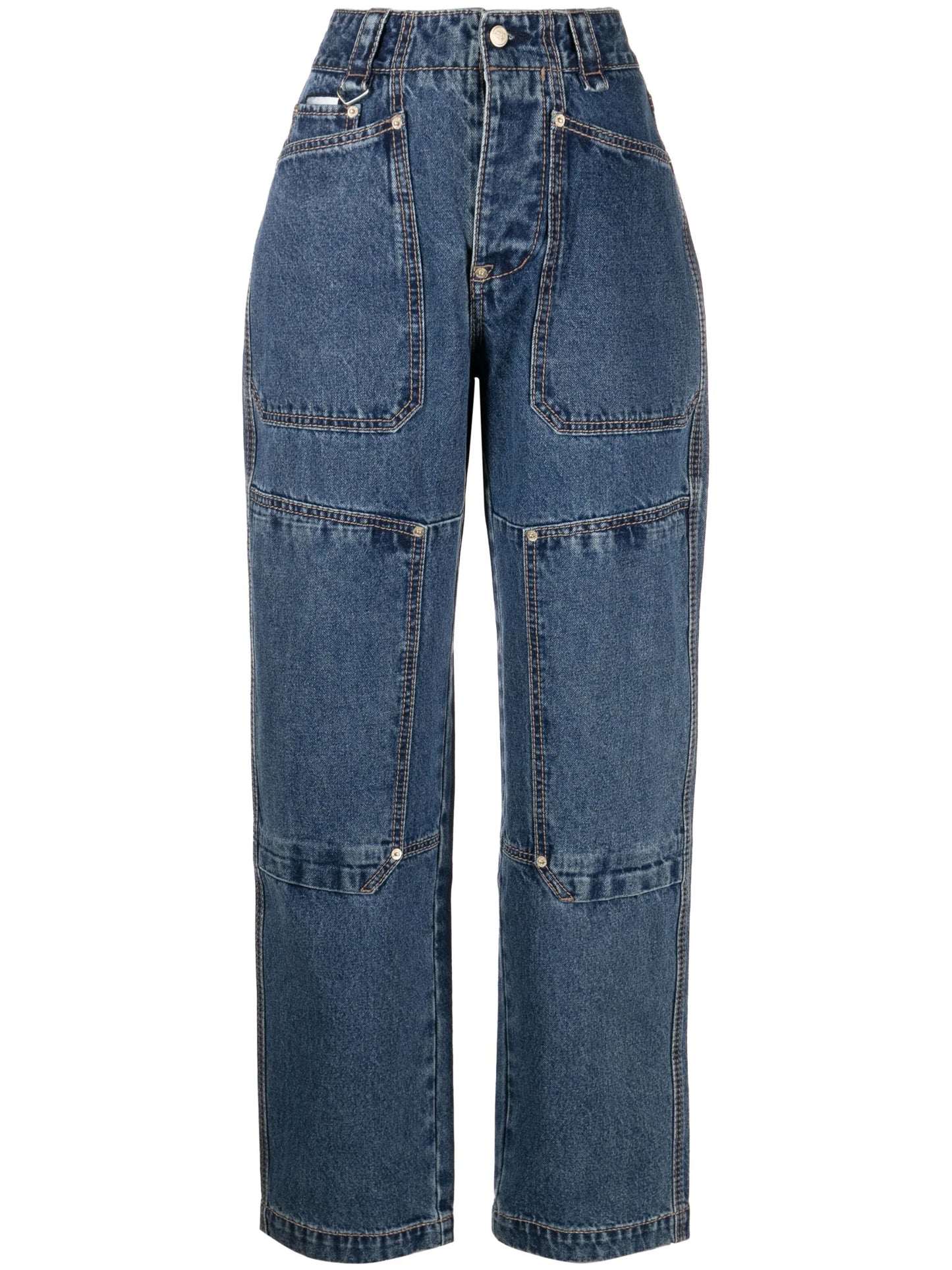 patch-design straight-leg jeans