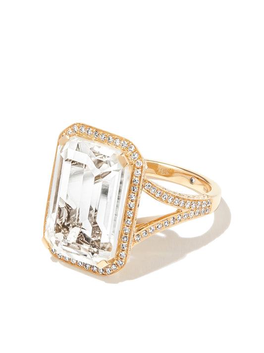 18kt yellow gold Portrait topaz and diamond ring