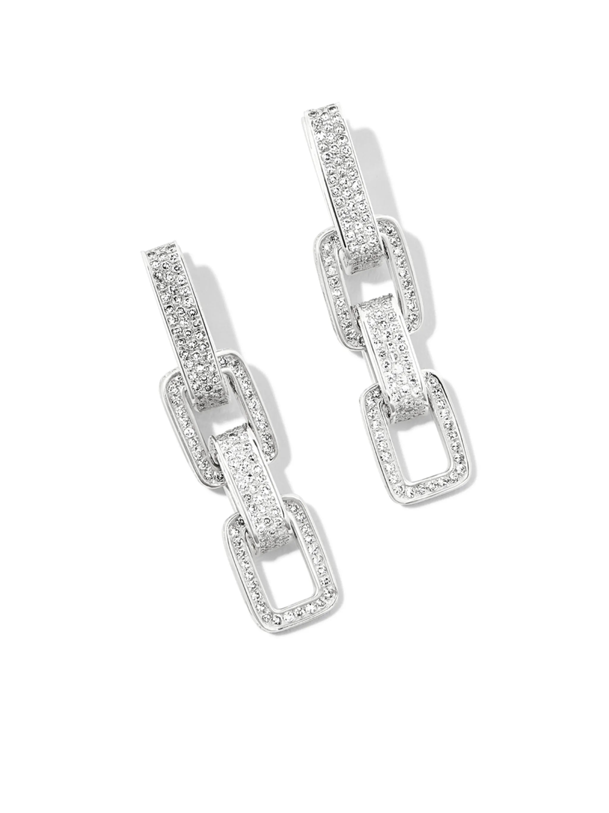18kt white gold Triple Deco Link diamond earrings