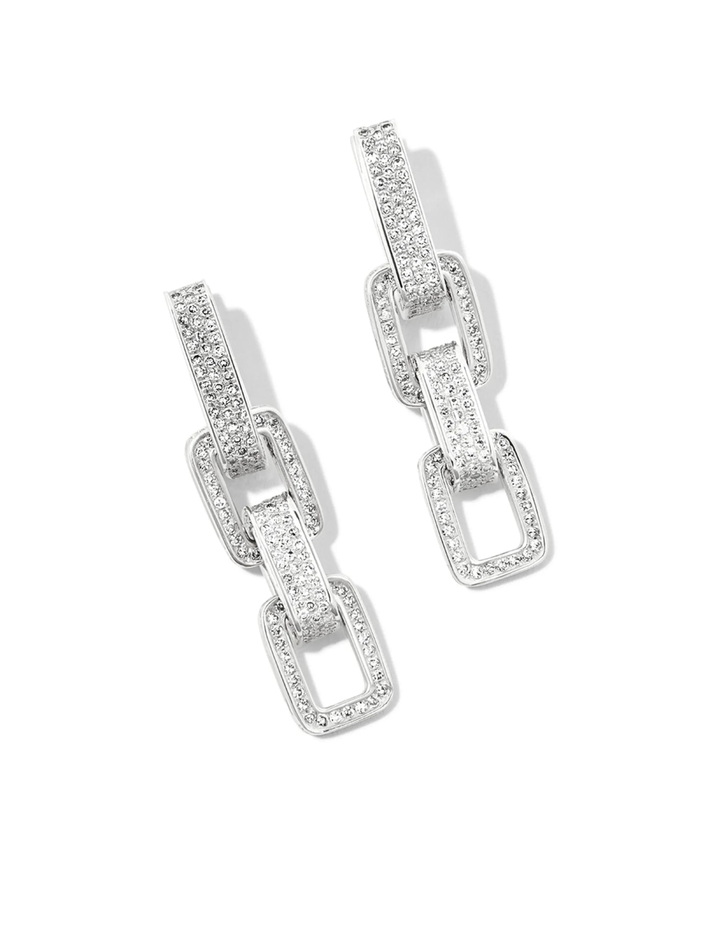 18kt white gold Triple Deco Link diamond earrings