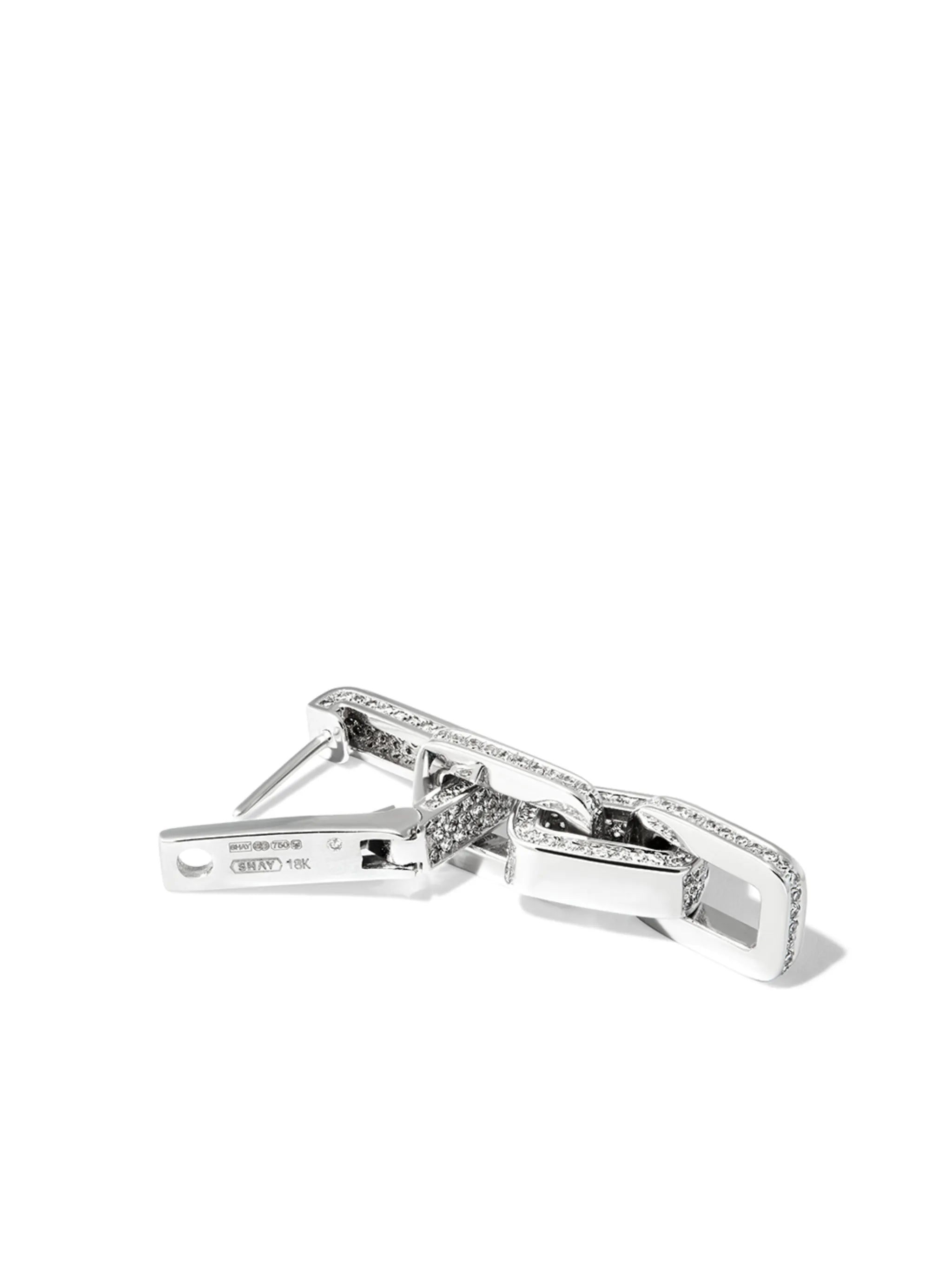 18kt white gold Triple Deco Link diamond earrings
