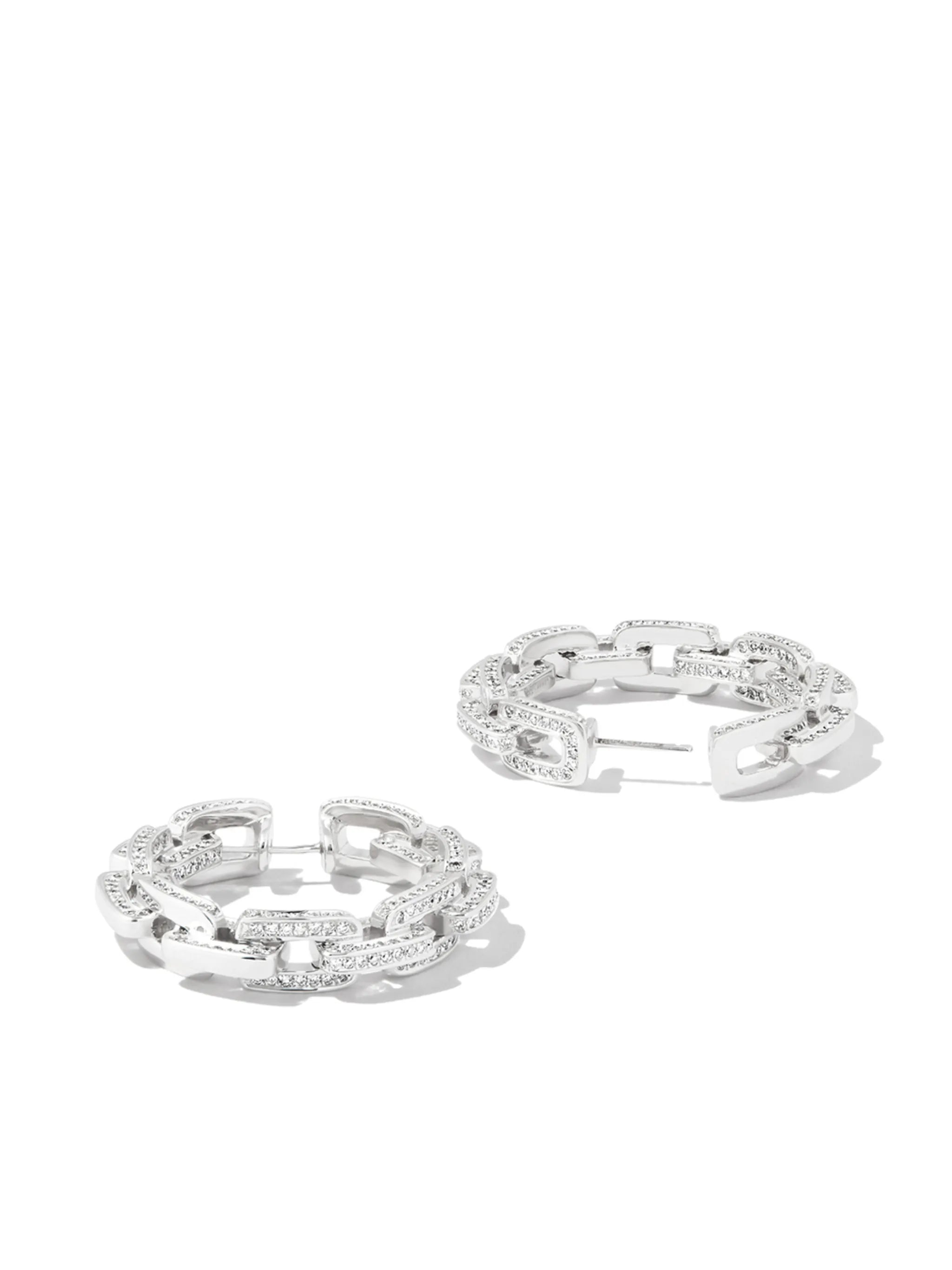 18kt white gold Deco Link hoop earrings