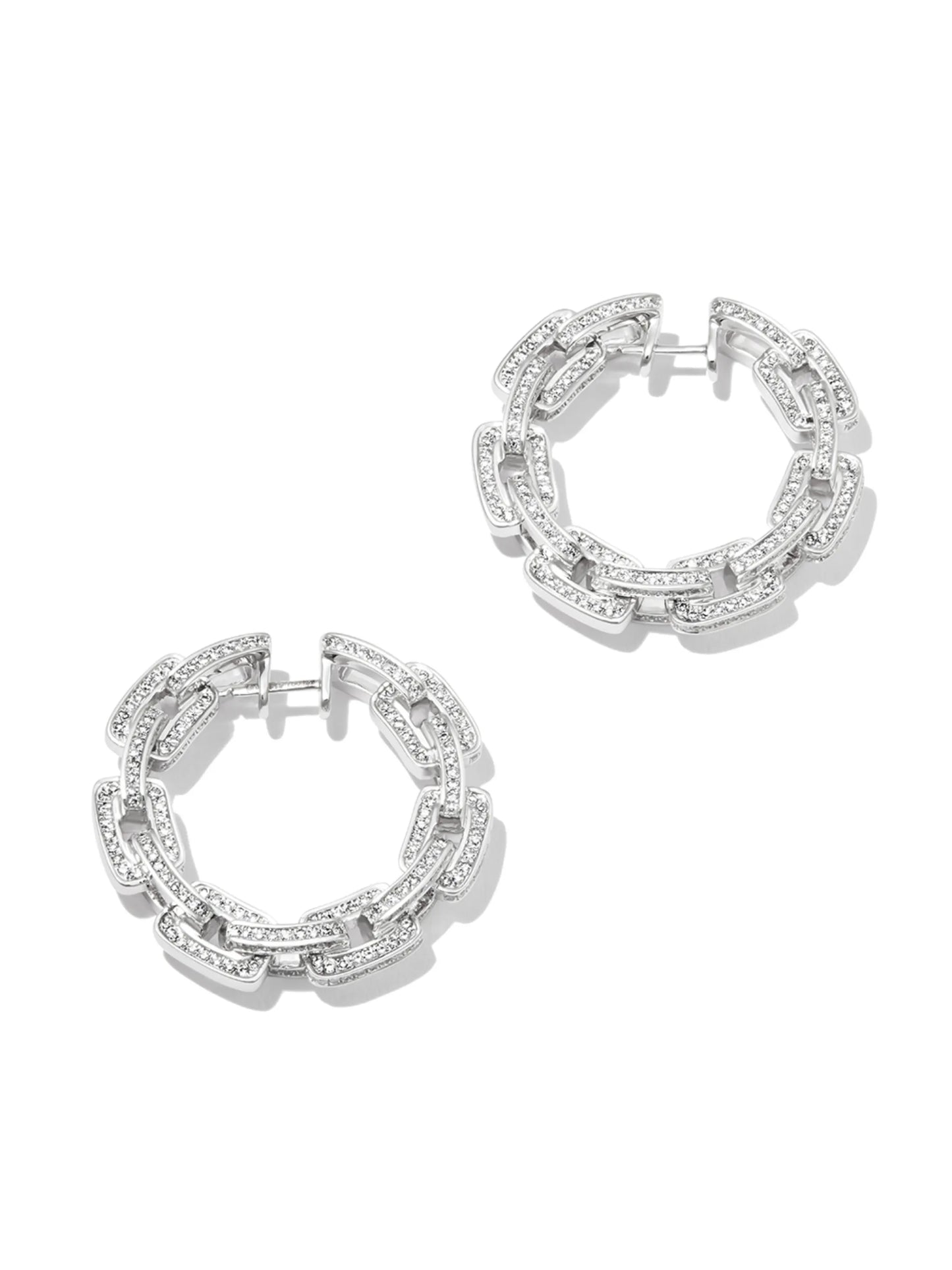 18kt white gold Deco Link hoop earrings