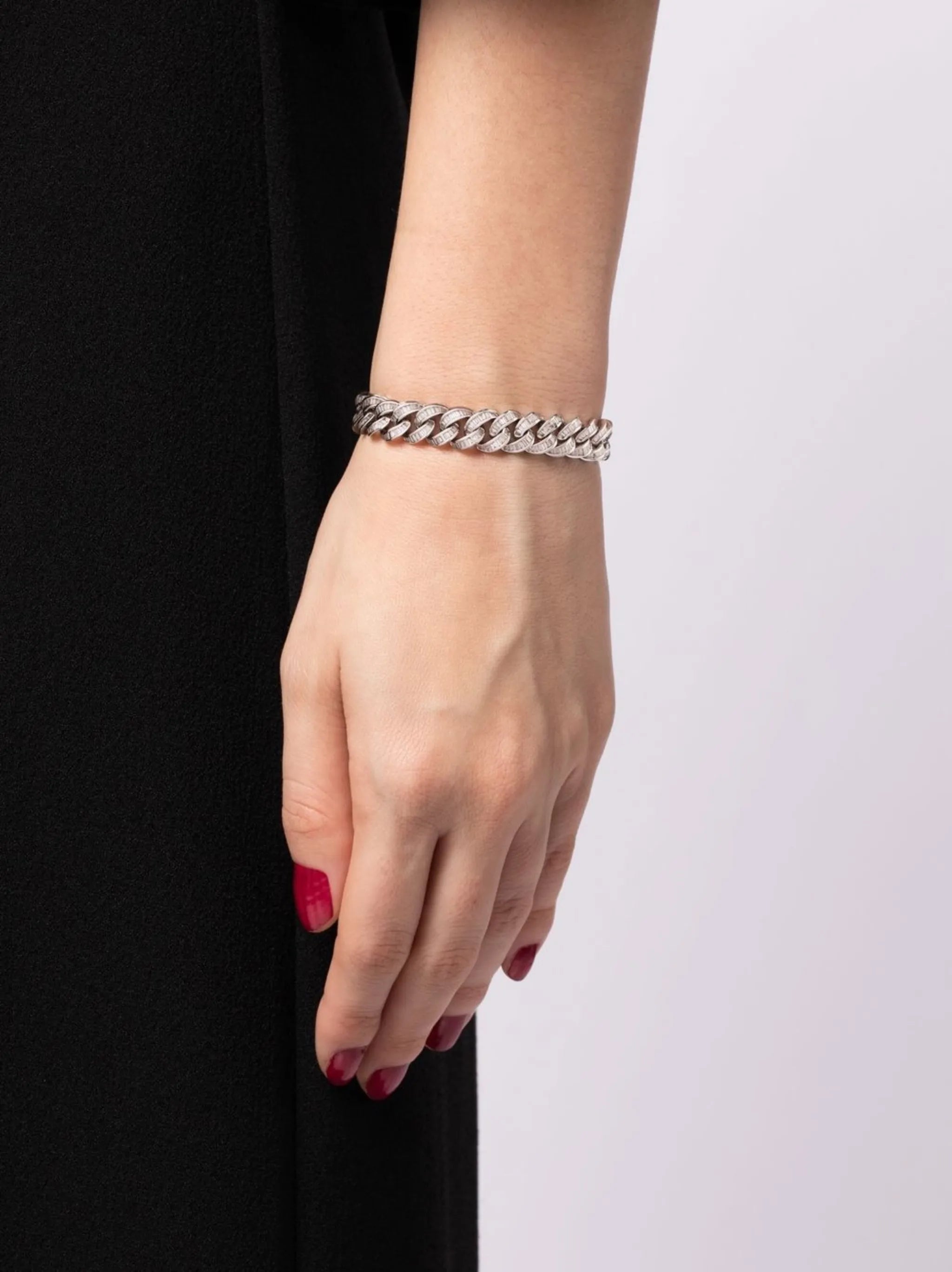 18kt white gold diamond chain-link bracelet