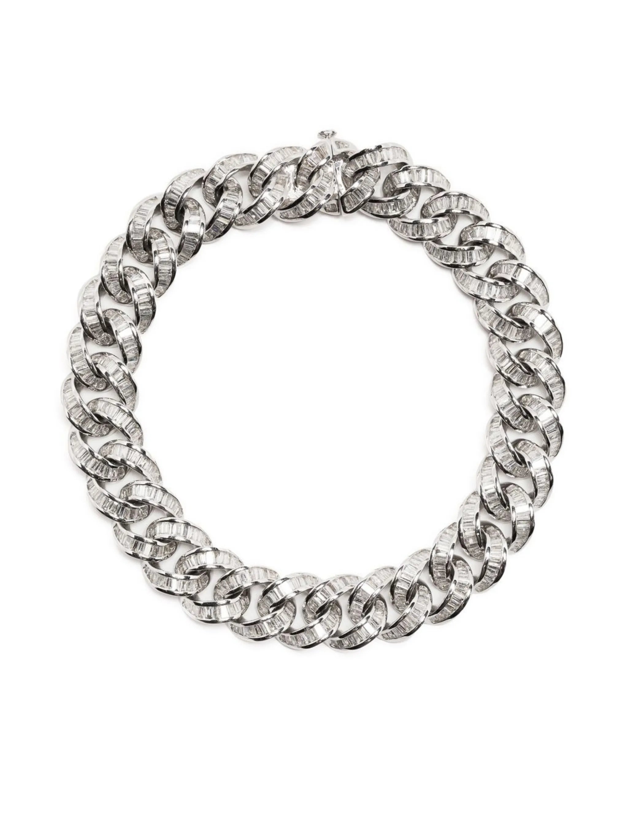 18kt white gold diamond chain-link bracelet