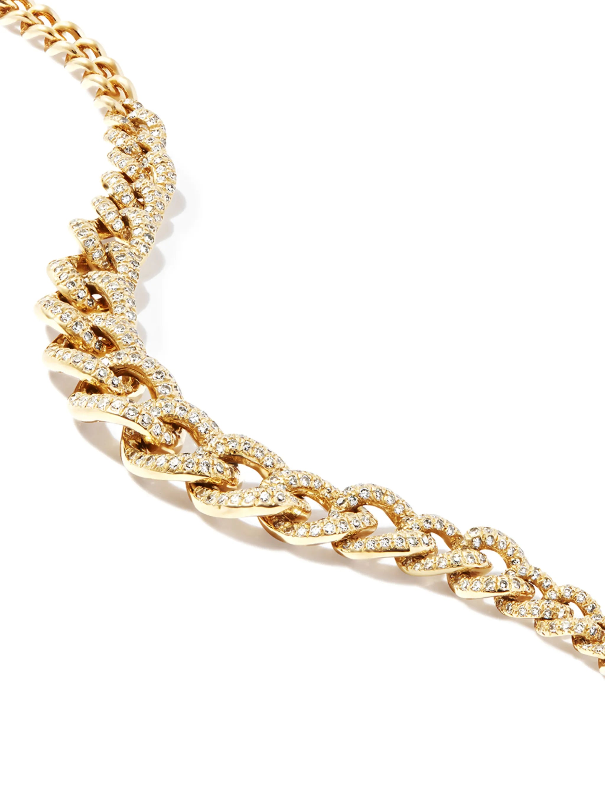 18K yellow gold diamond gradual pave link bracelet