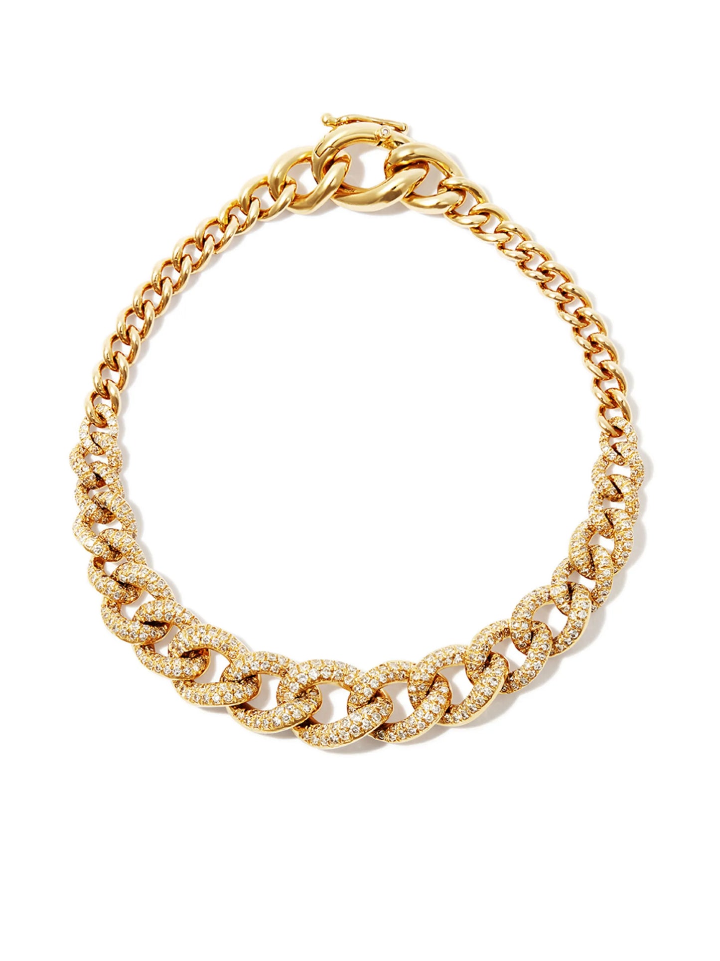 18K yellow gold diamond gradual pave link bracelet