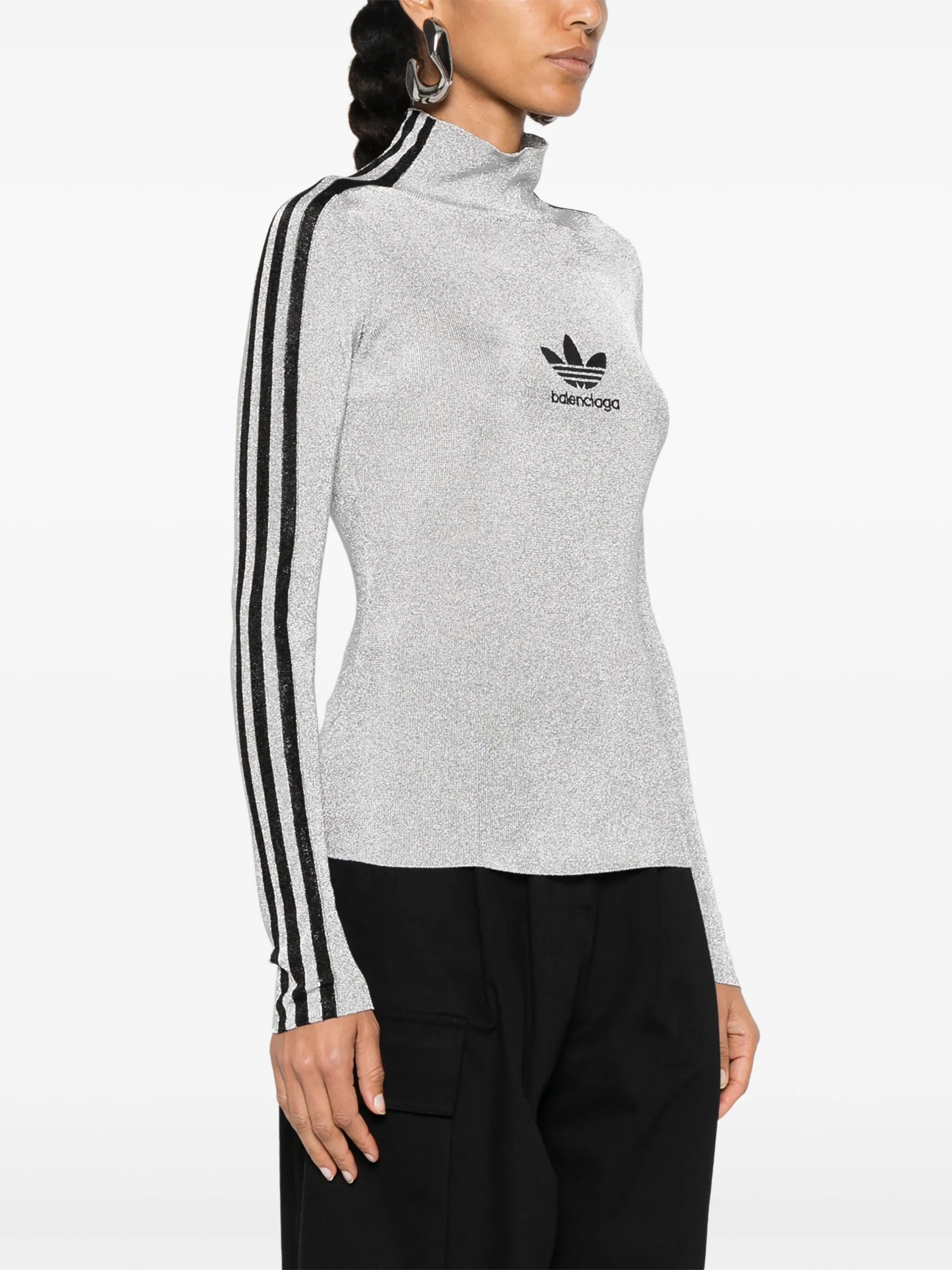 x Adidas mock-nec lurex T-shirt