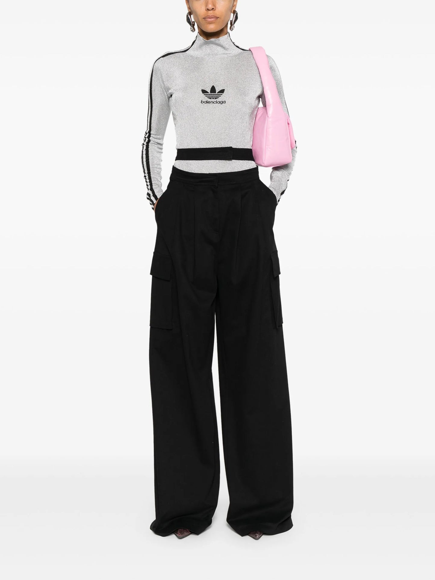 x Adidas mock-nec lurex T-shirt