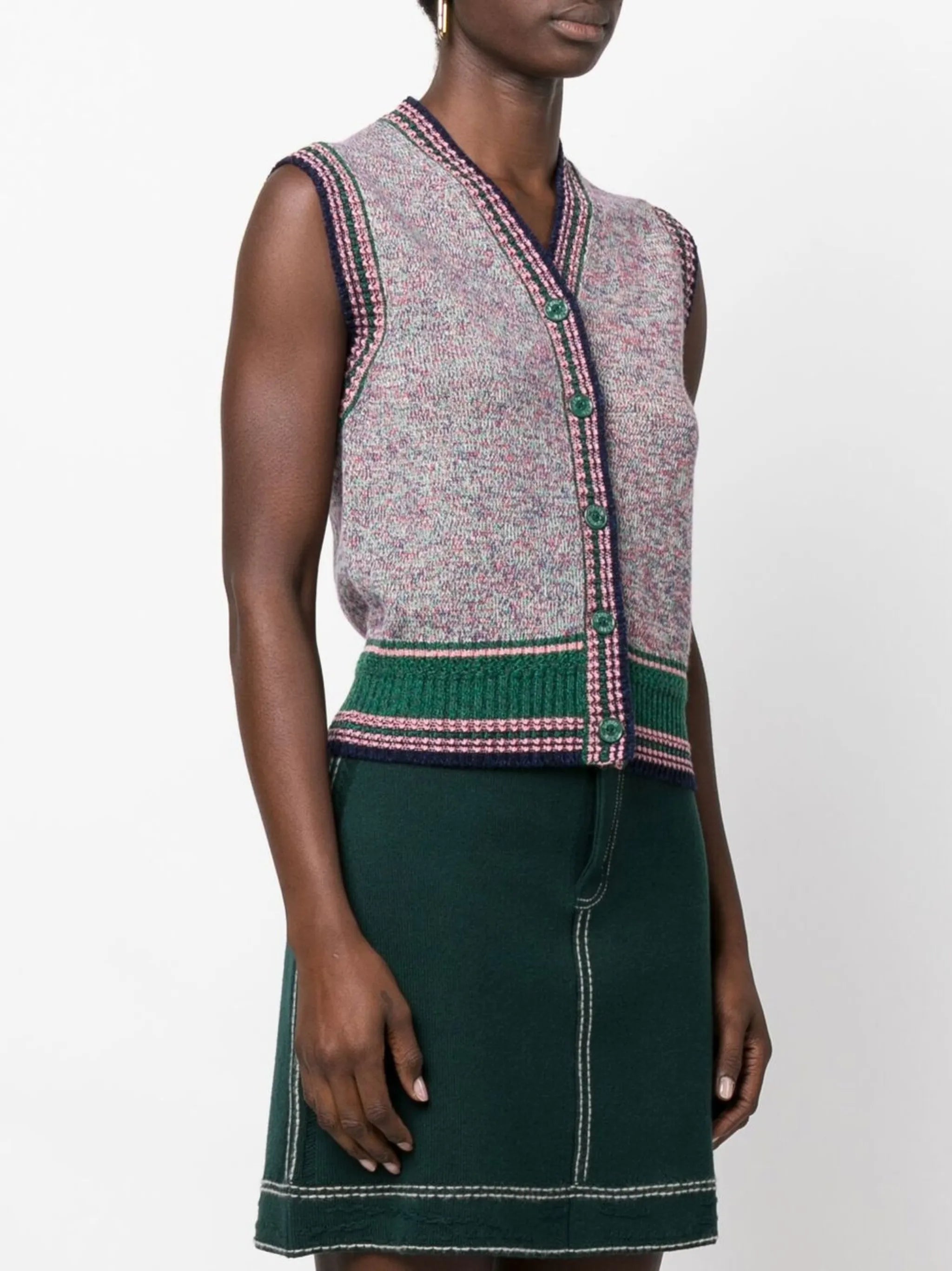 sleeveless marl cashmere cardigan
