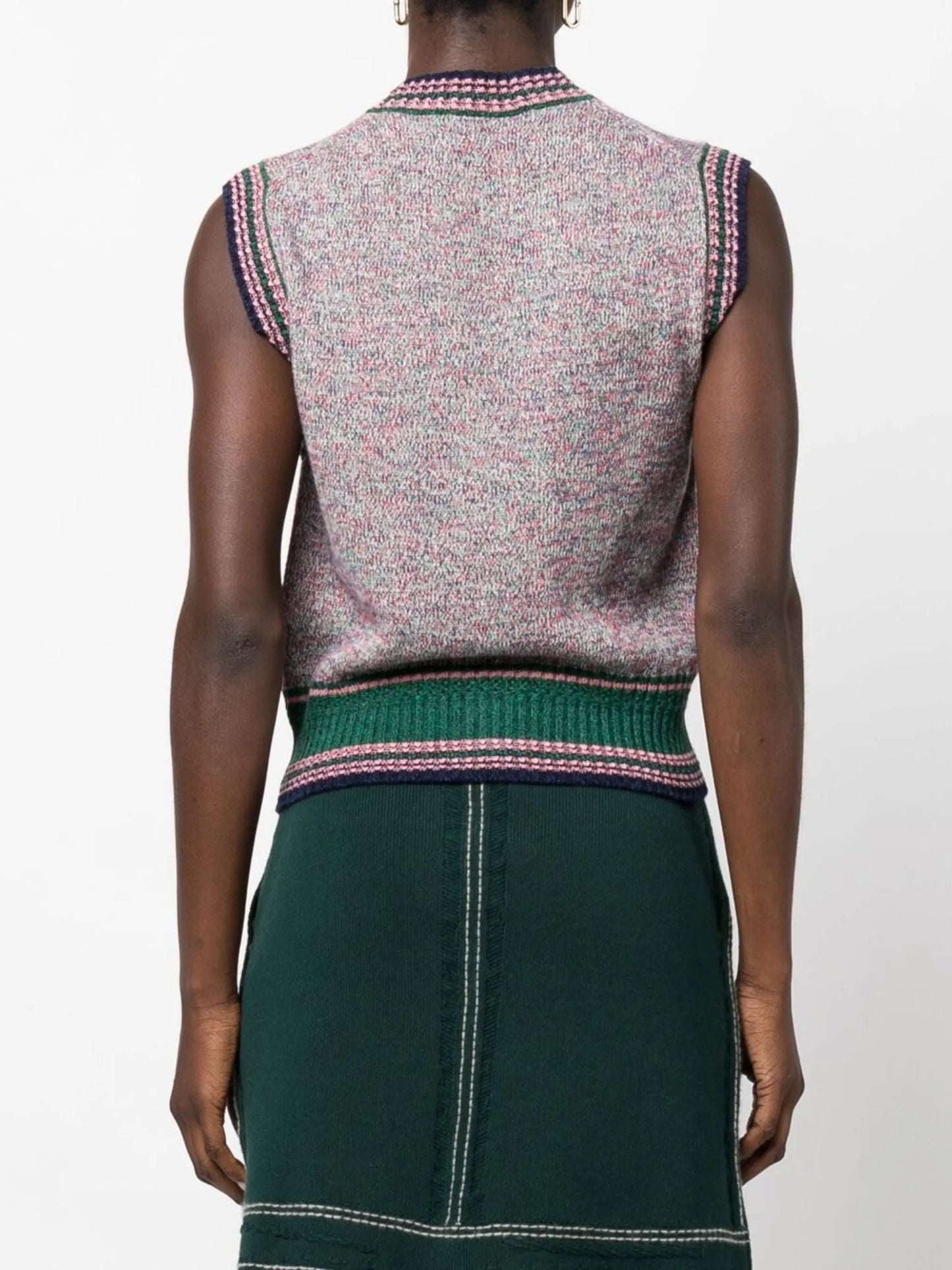 sleeveless marl cashmere cardigan
