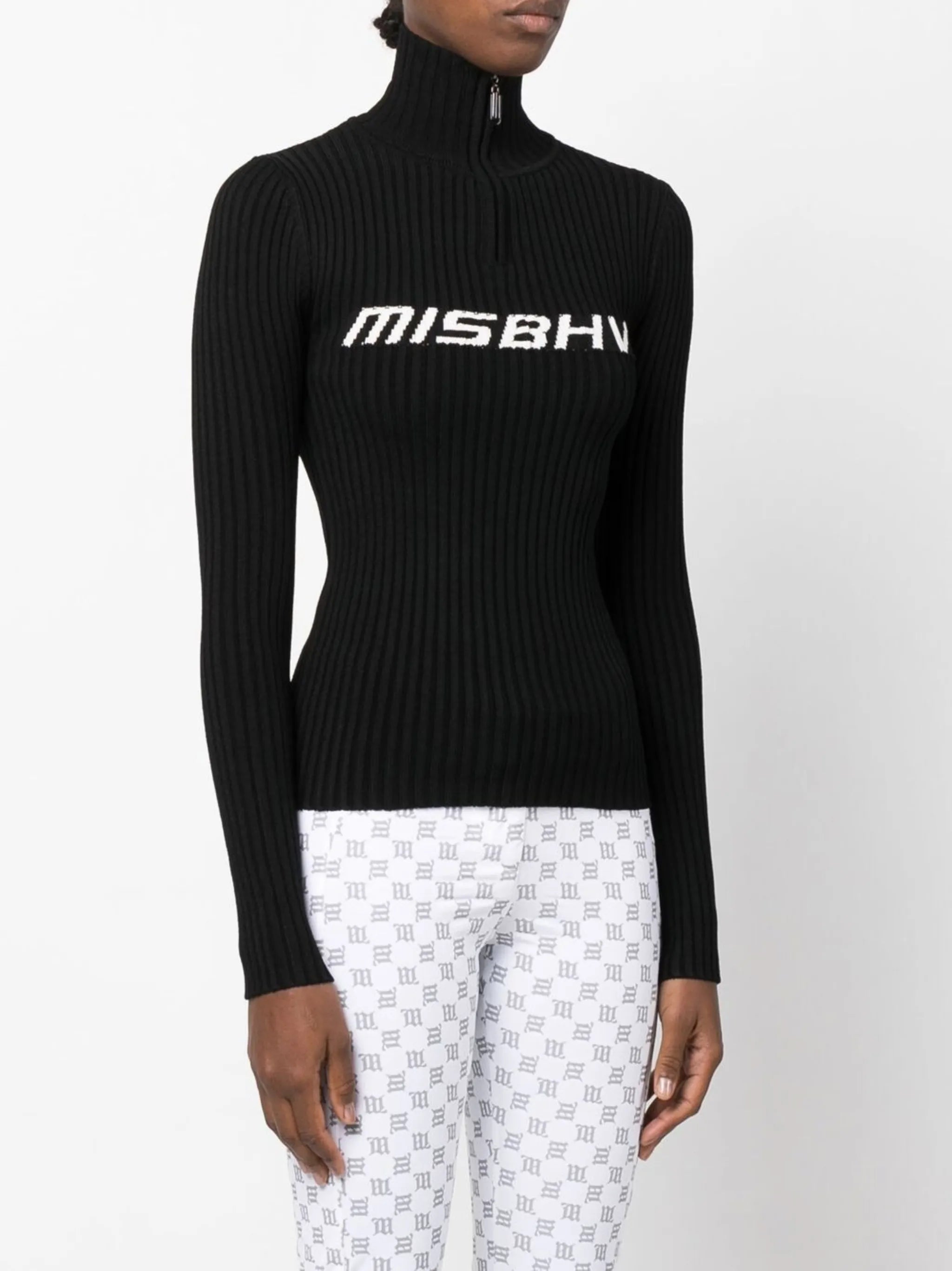 intarsia-knit logo top