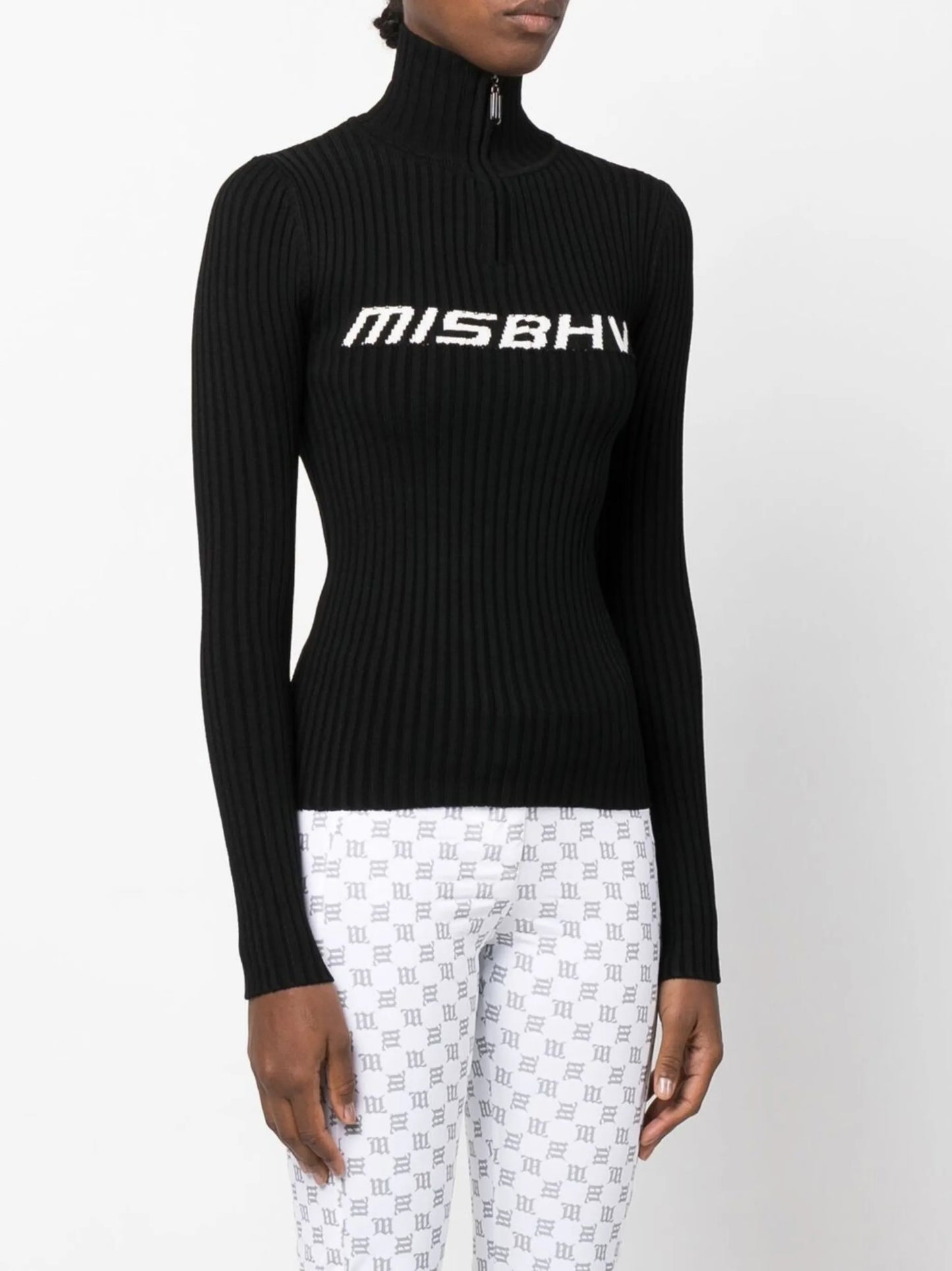 intarsia-knit logo top