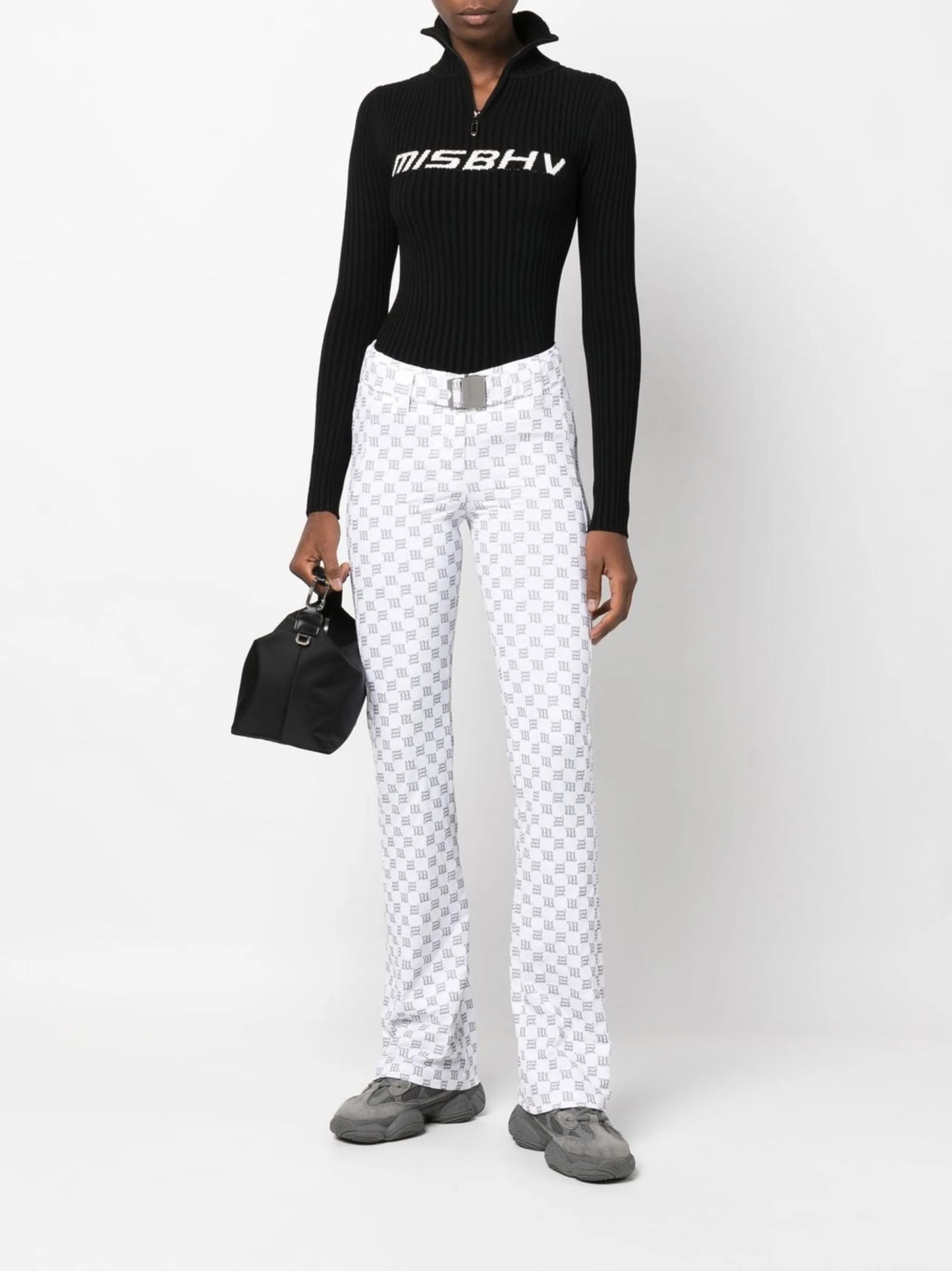 intarsia-knit logo top