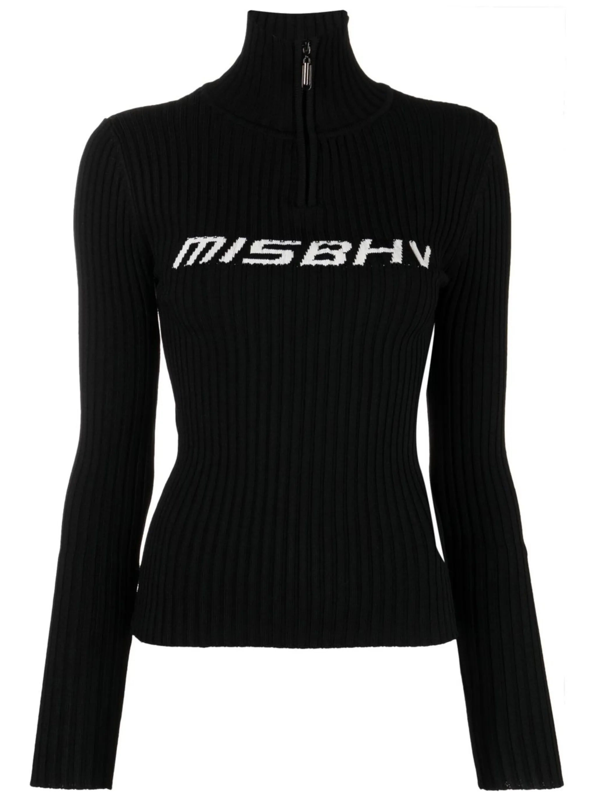 intarsia-knit logo top