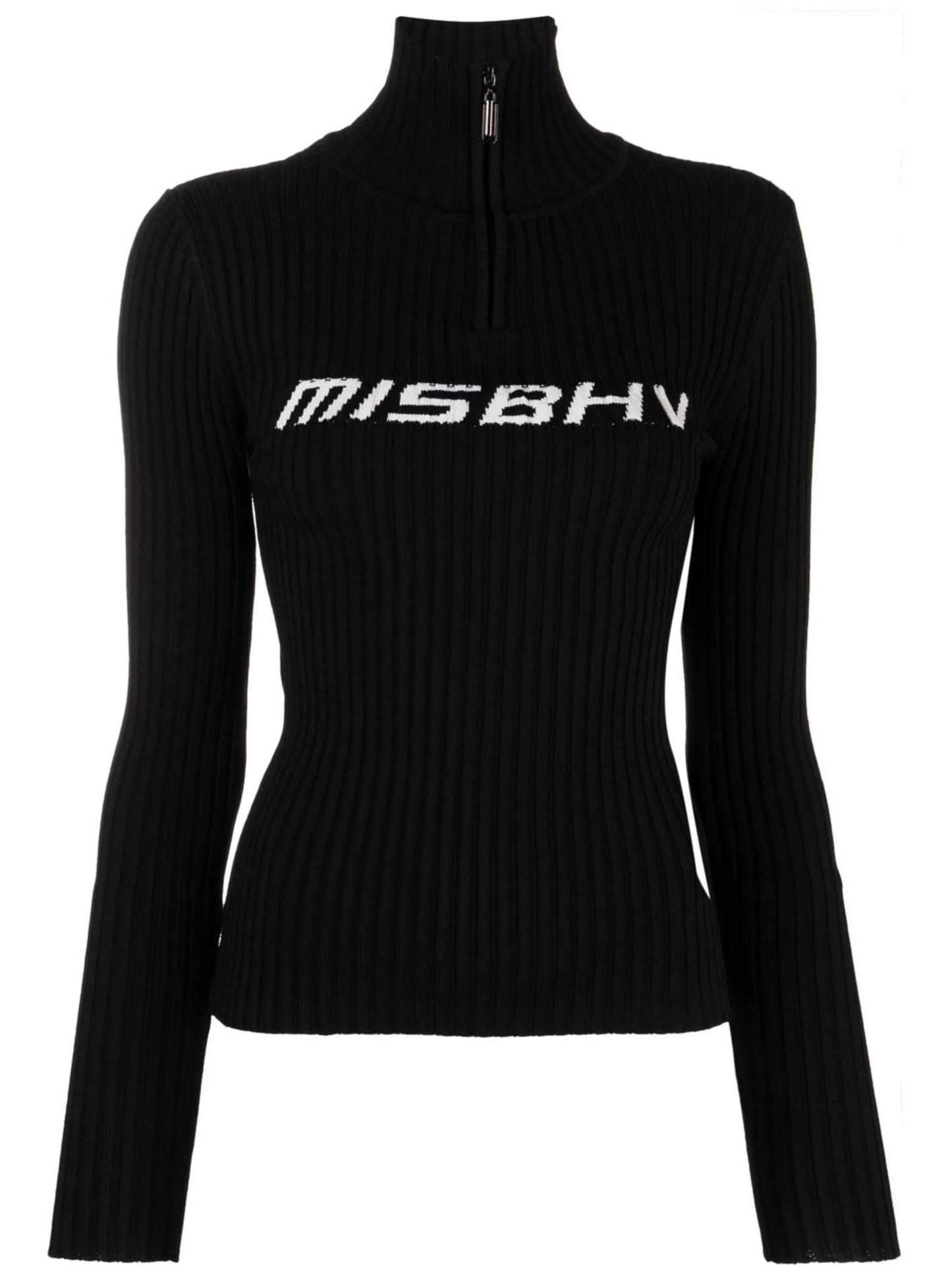 intarsia-knit logo top