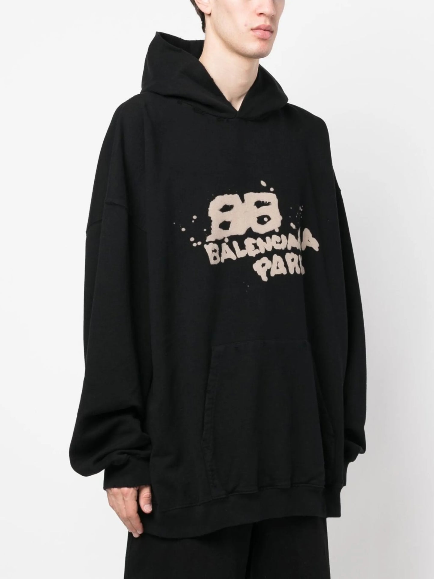 graffiti-logo cotton hoodie