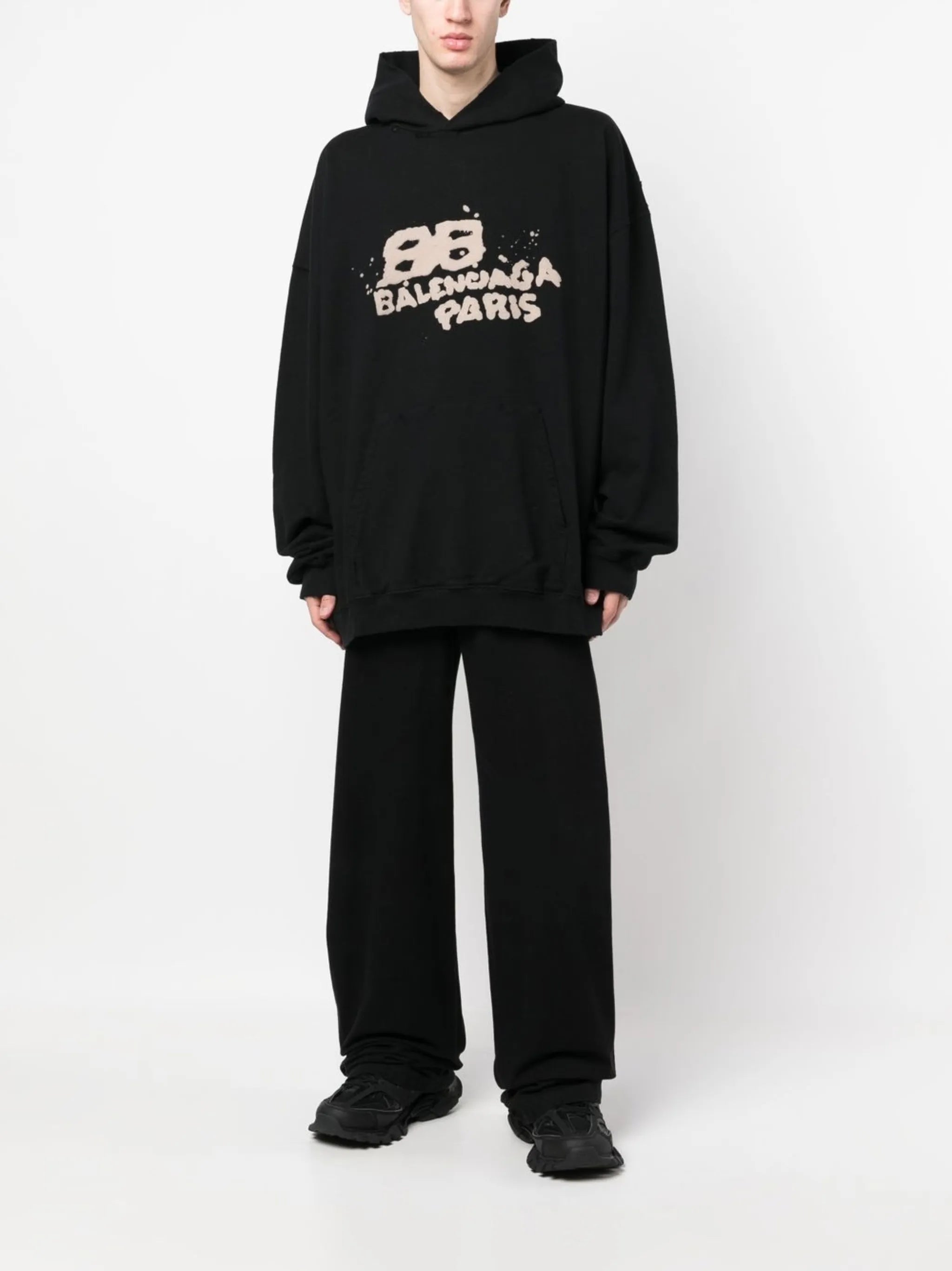 graffiti-logo cotton hoodie