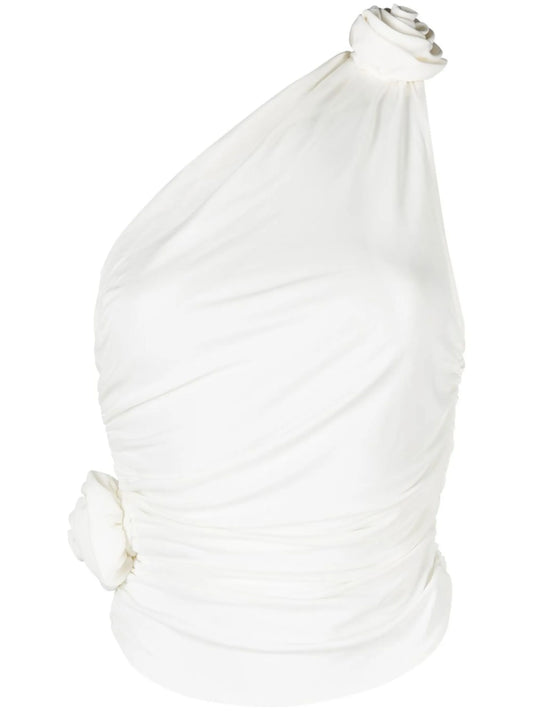 draped one-shoulder top