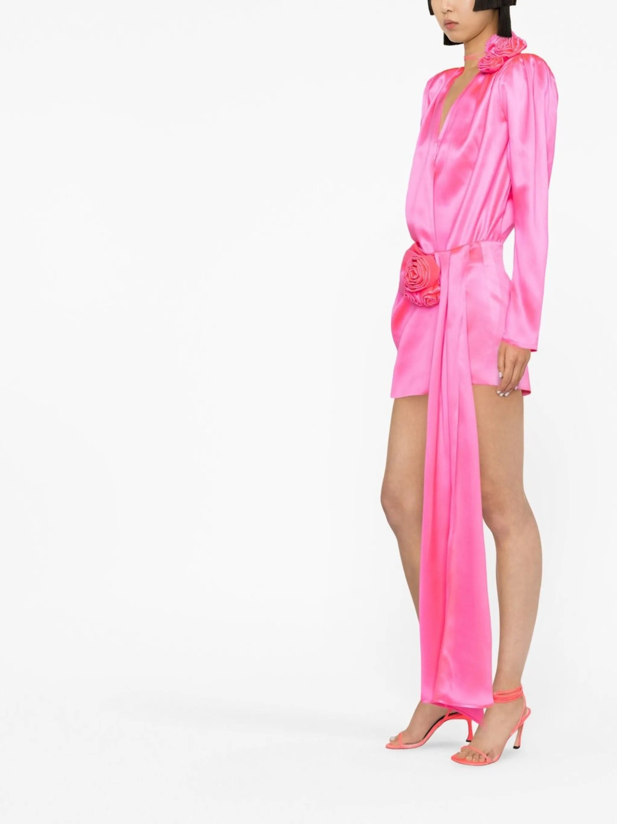 high-waisted drape-detail skirt