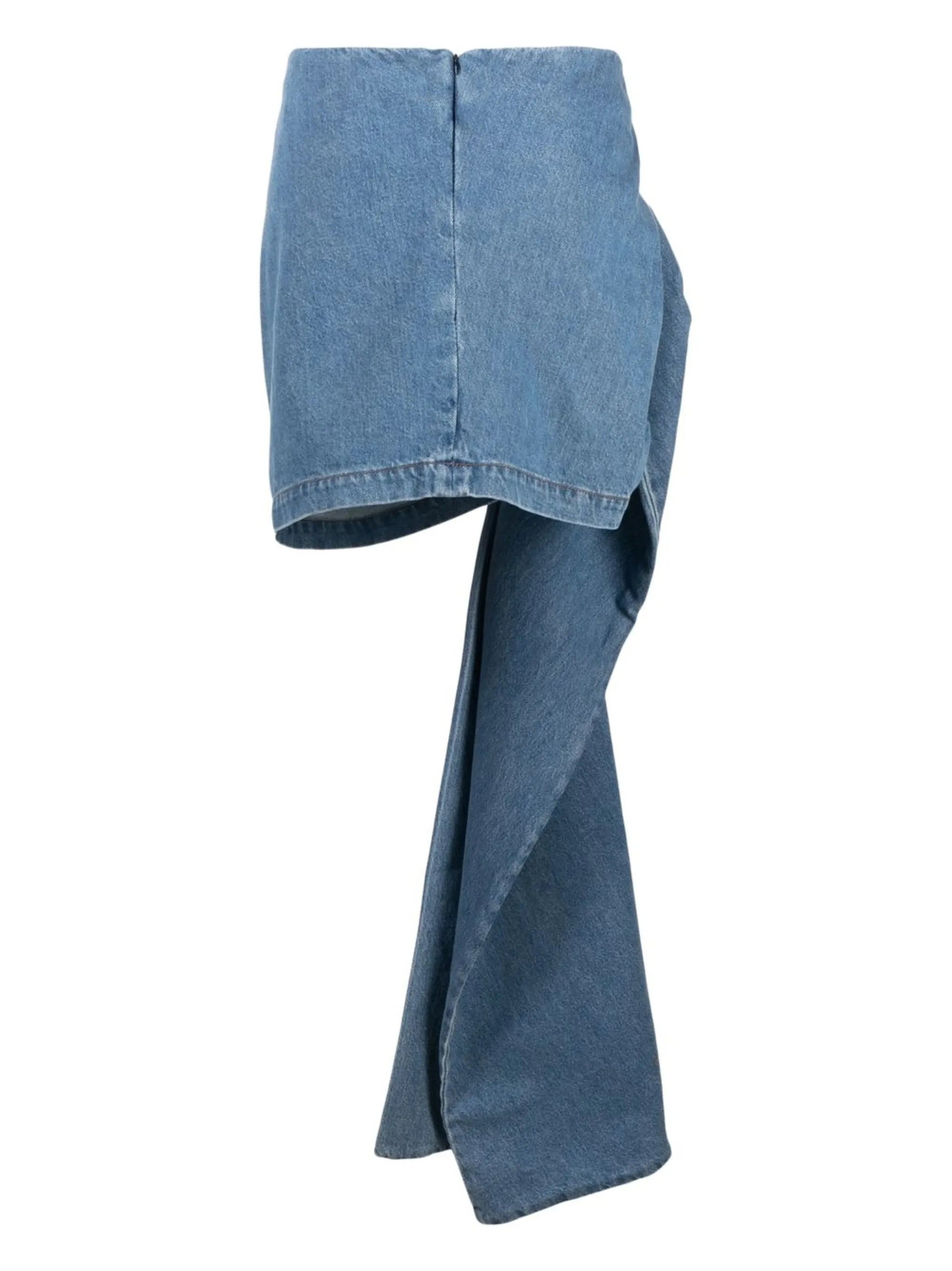 floral appliqué denim skirt