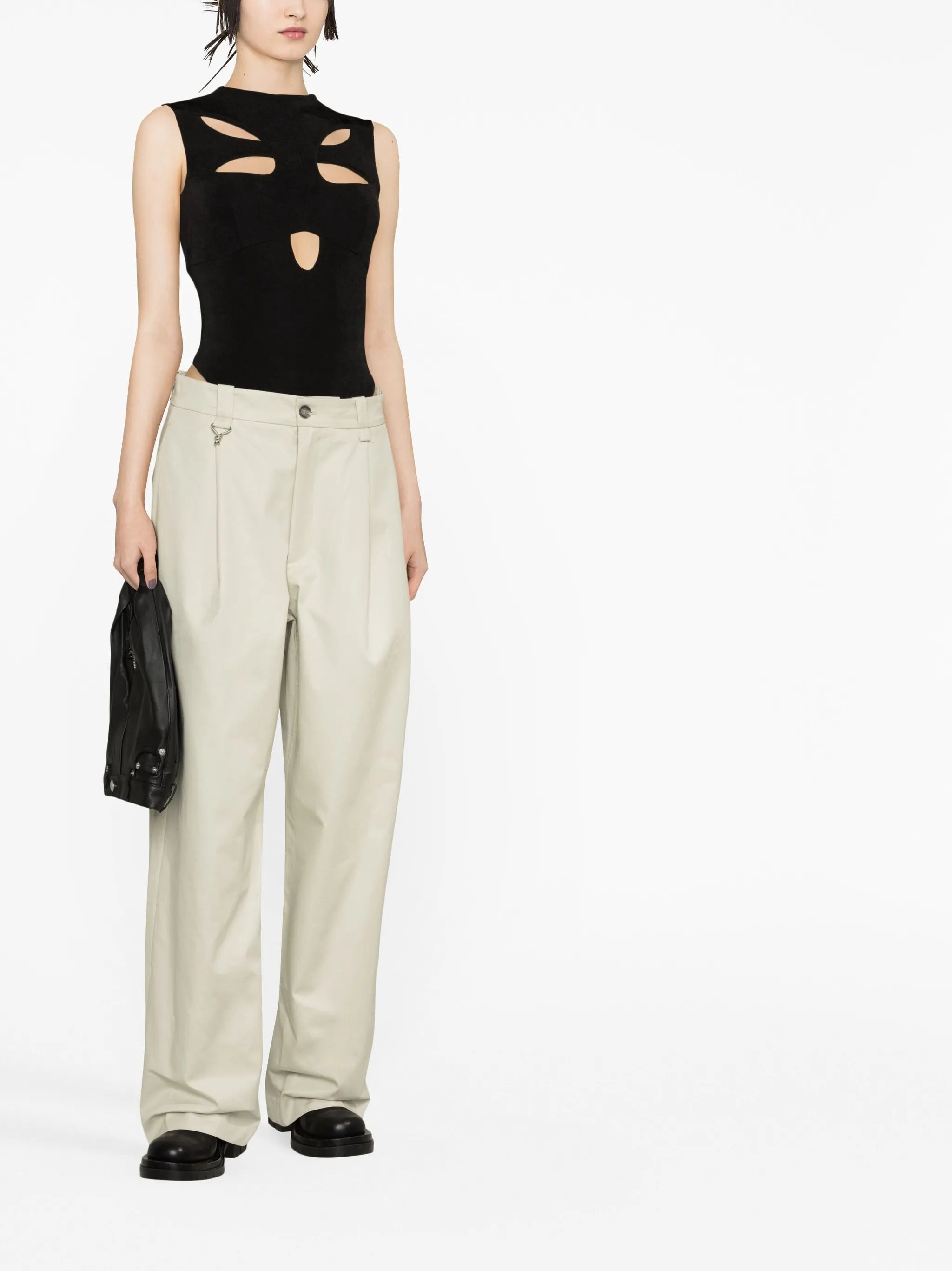 wide-leg chino trousers