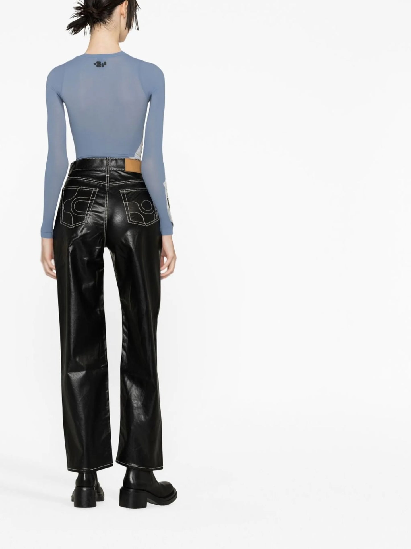 high-waist faux-leather trousers