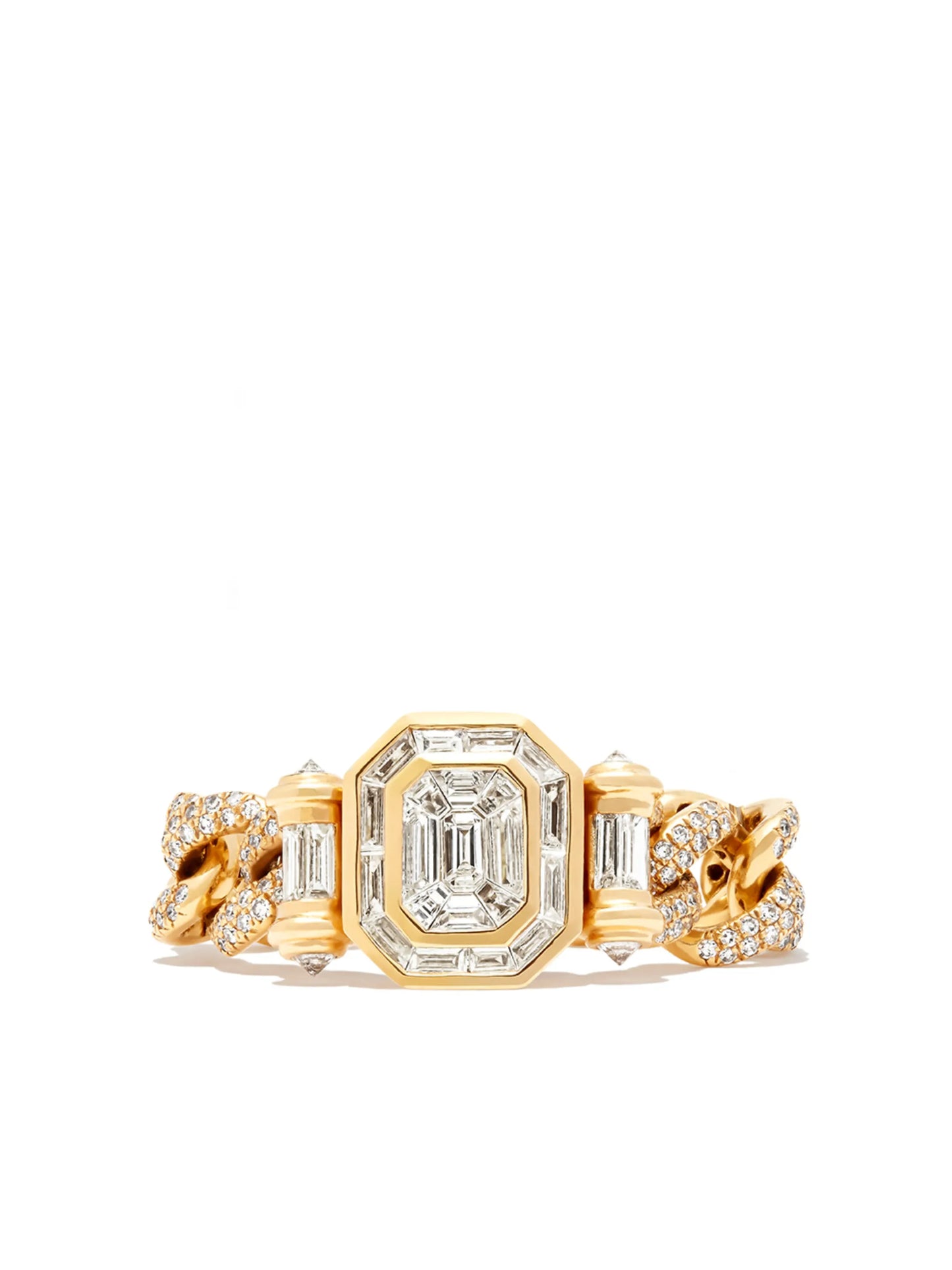 18K yellow gold partial halo link ring