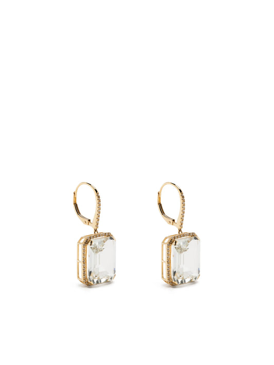 18kt yellow gold Portrait topaz and diamond earring