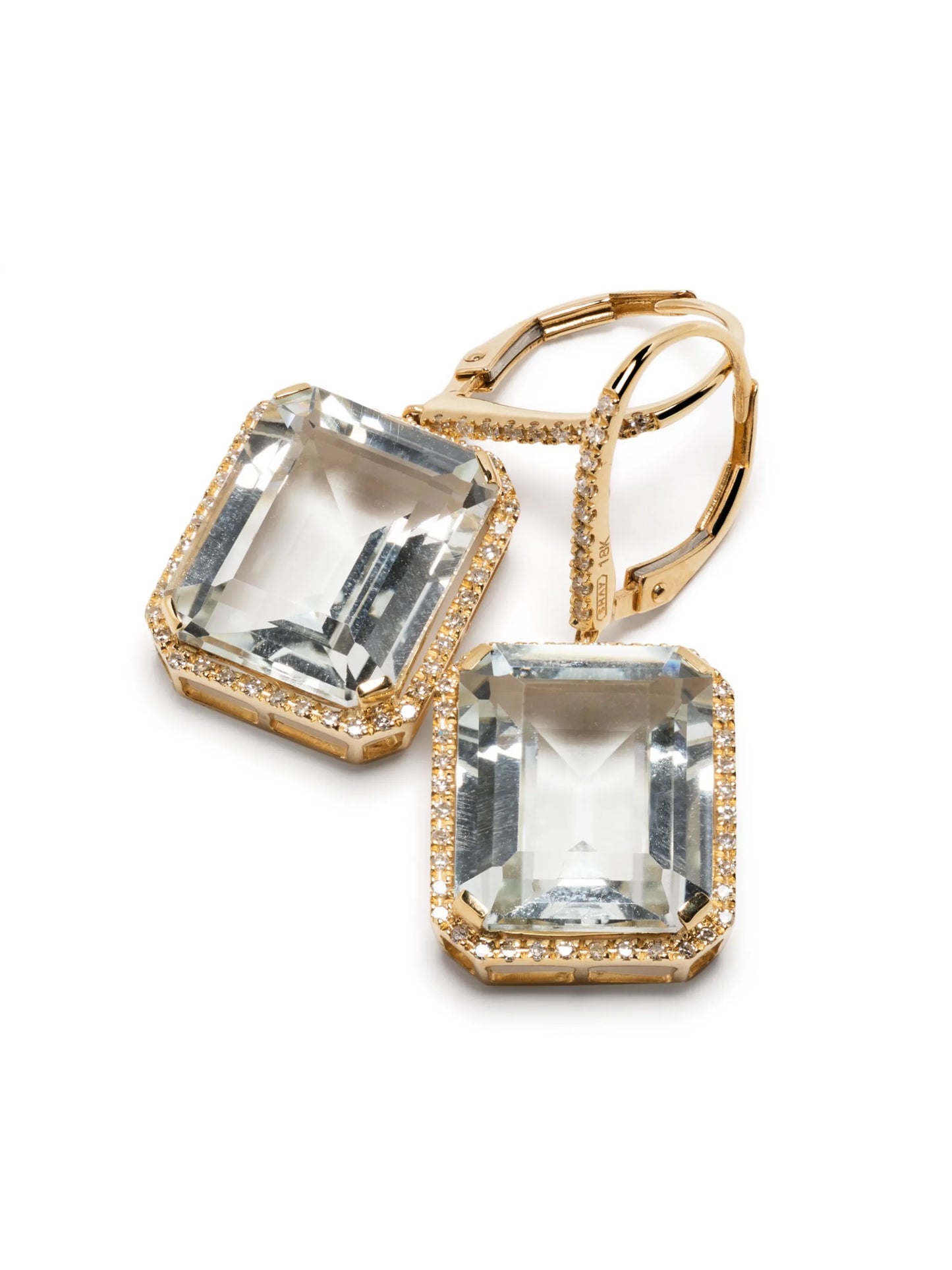 18K yellow gold portrait topaz and diamond earring