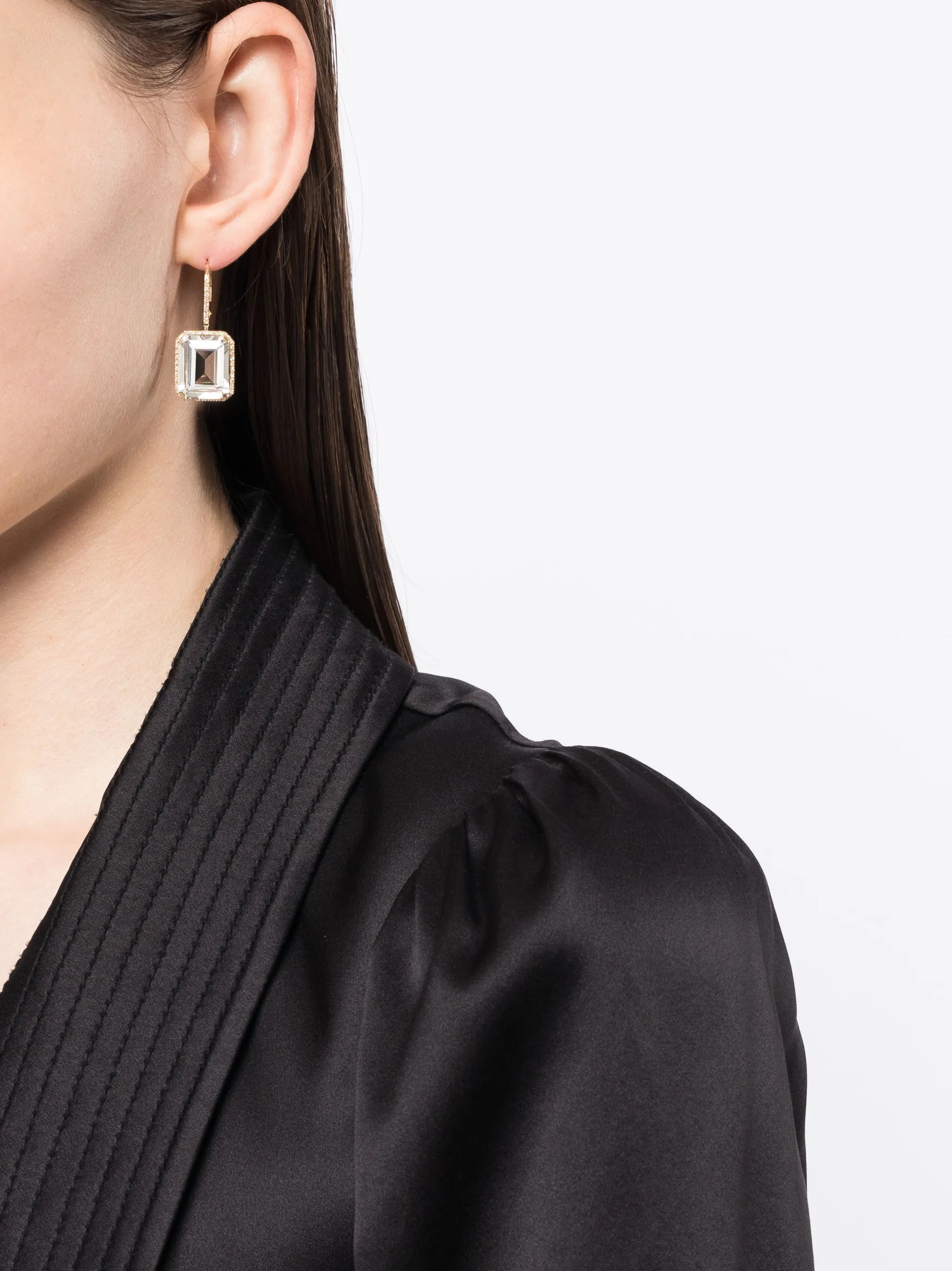 18kt yellow gold Portrait topaz and diamond earring