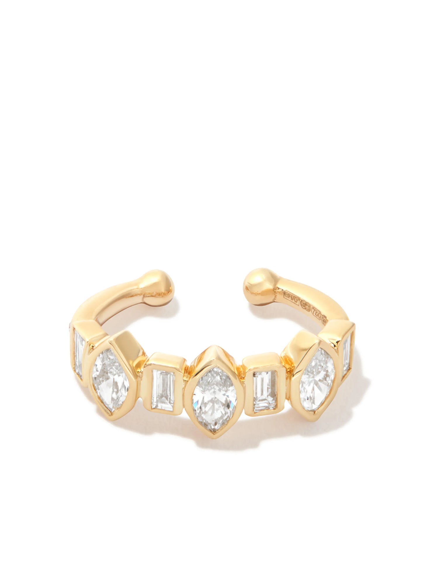 18K yellow gold bezel ear cuff