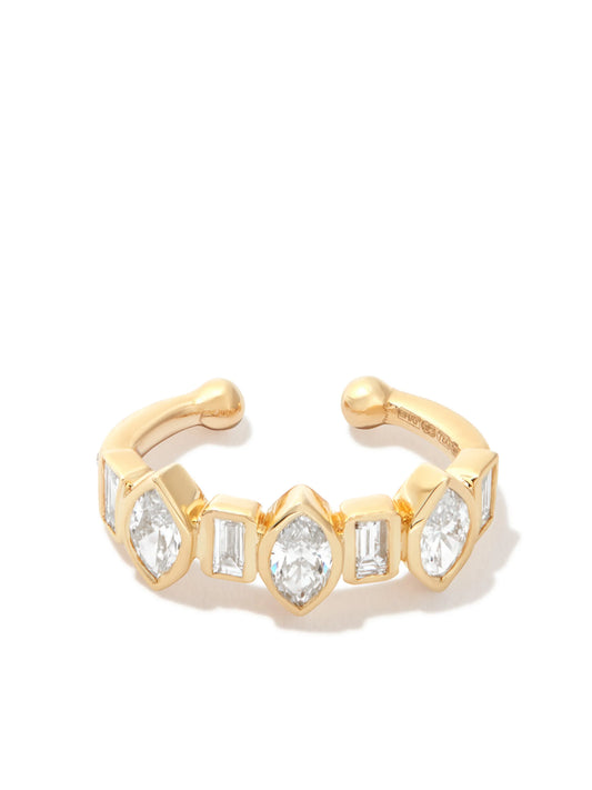 18K yellow gold bezel ear cuff