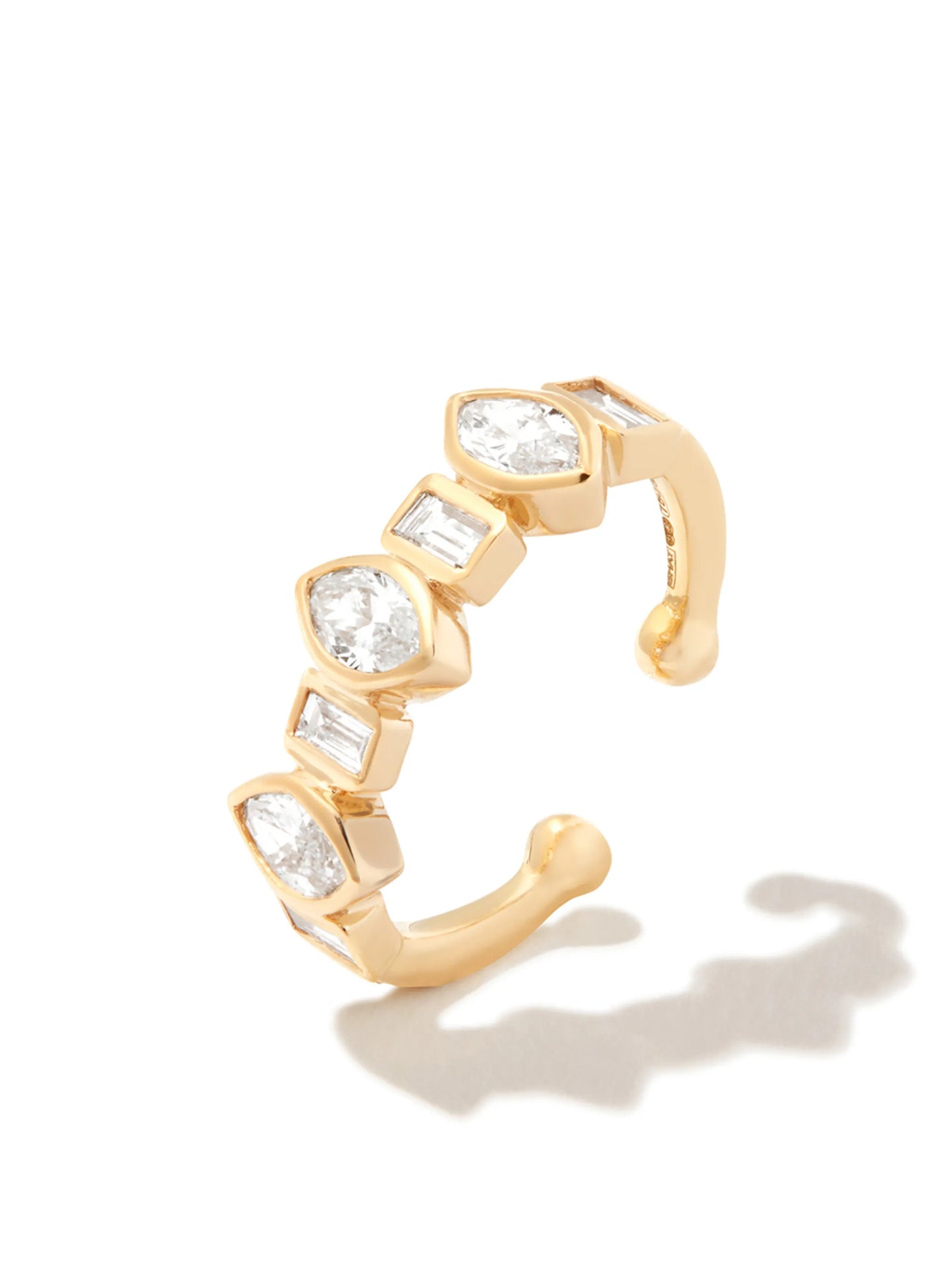 18K yellow gold bezel ear cuff