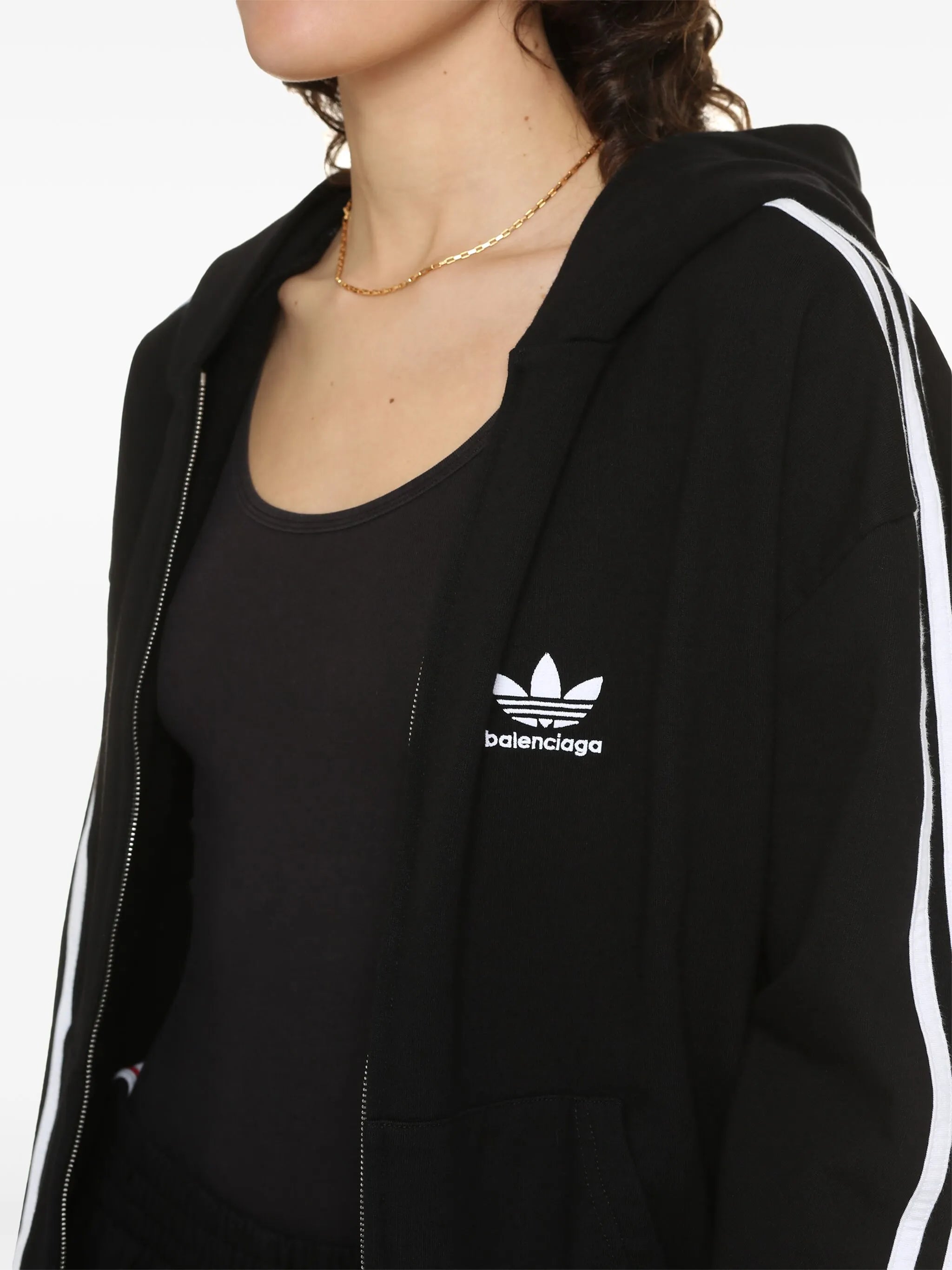 x adidas 3-Stripes zip-front hoodie
