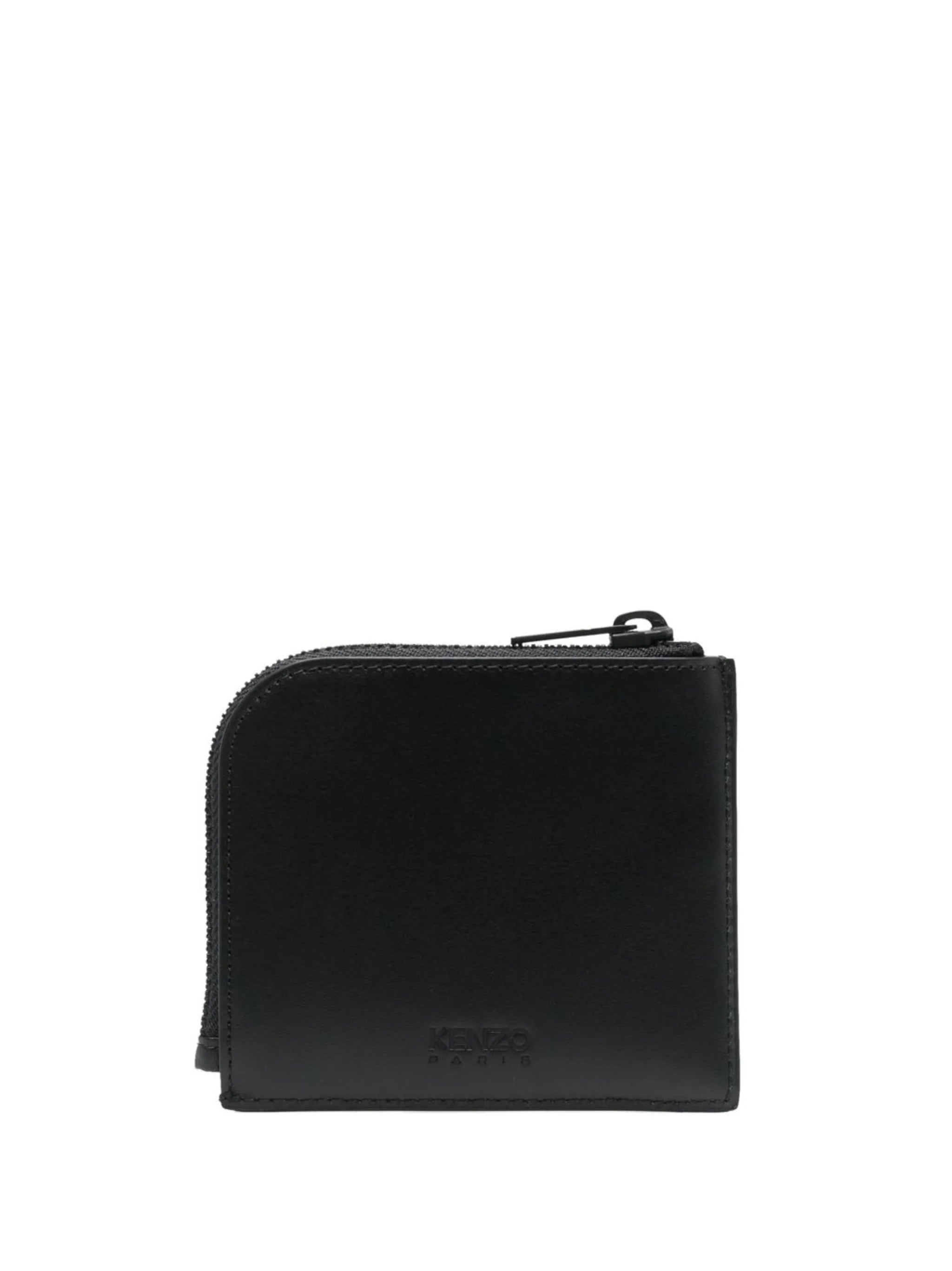 logo-print leather wallet