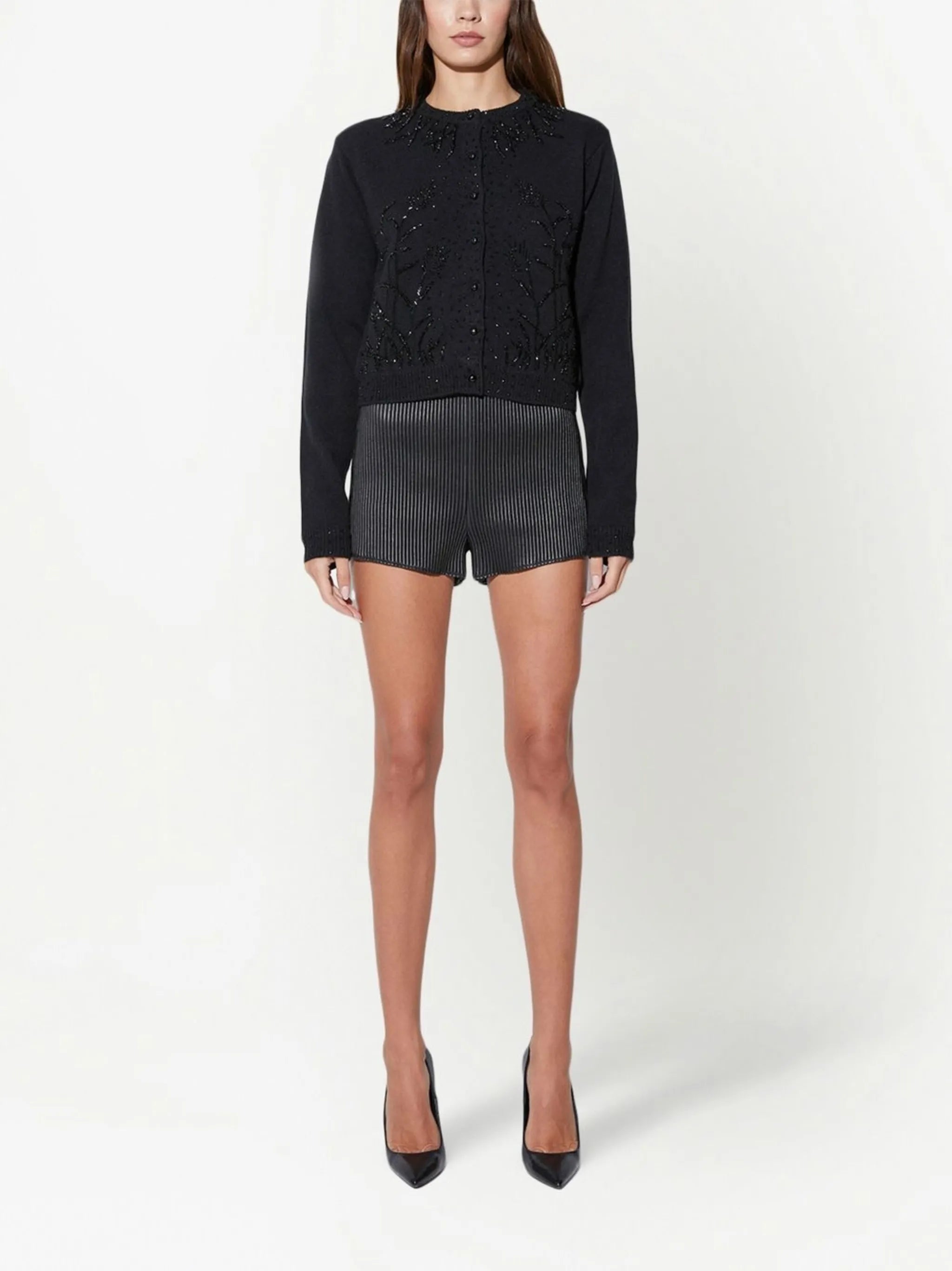 embroidered button-down cardigan
