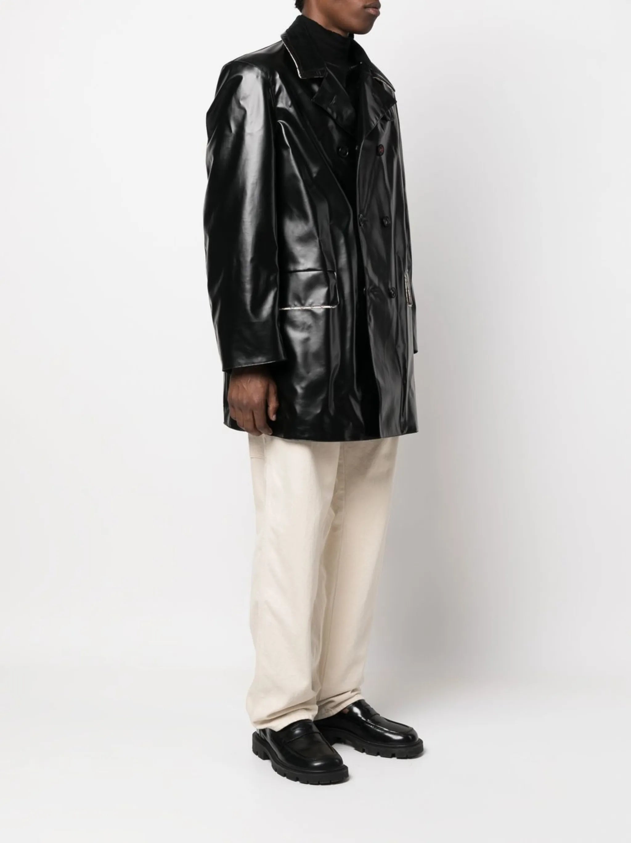 coated double-breasted coat