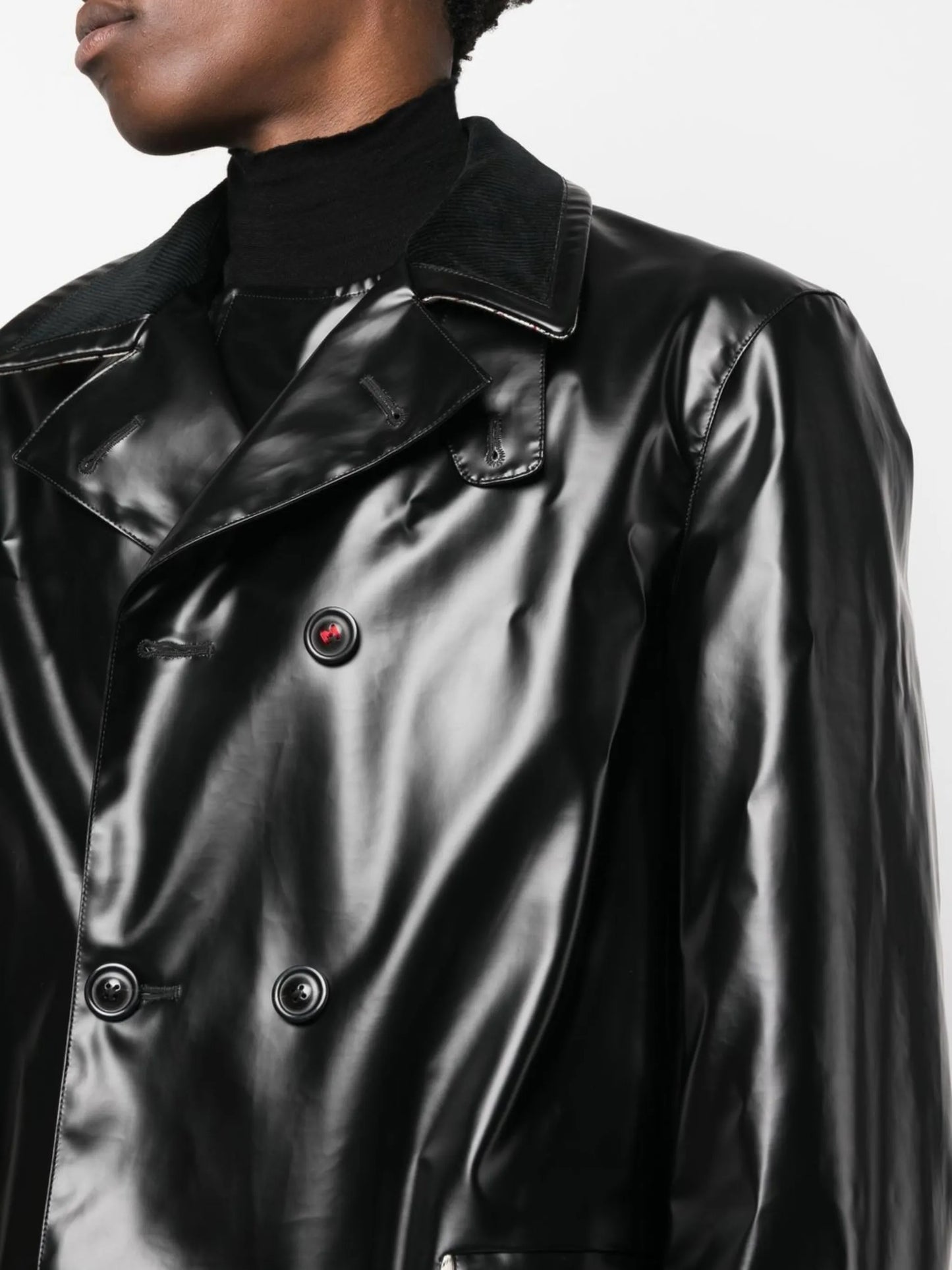 coated double-breasted coat