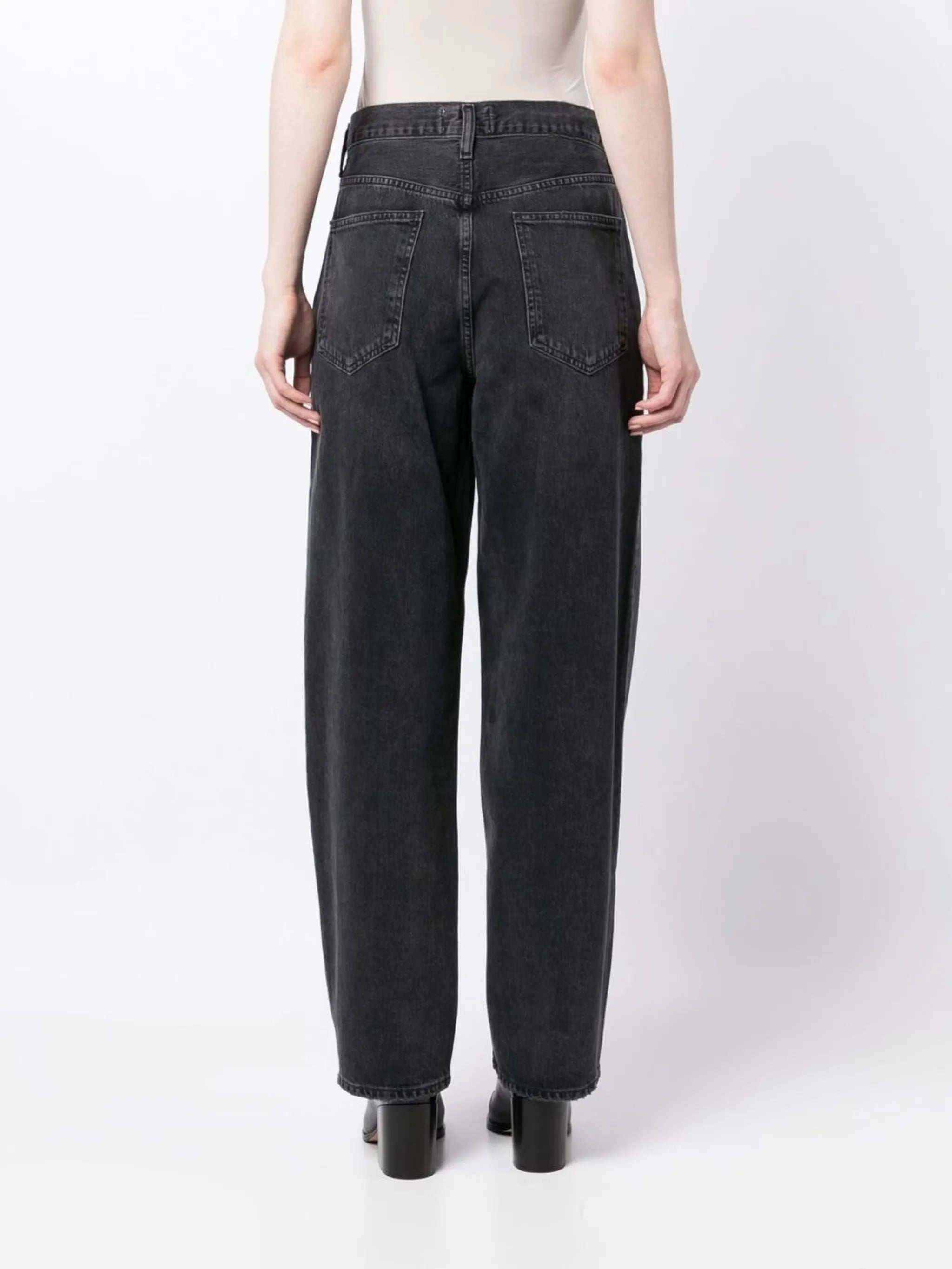 high-waist straight-leg jeans