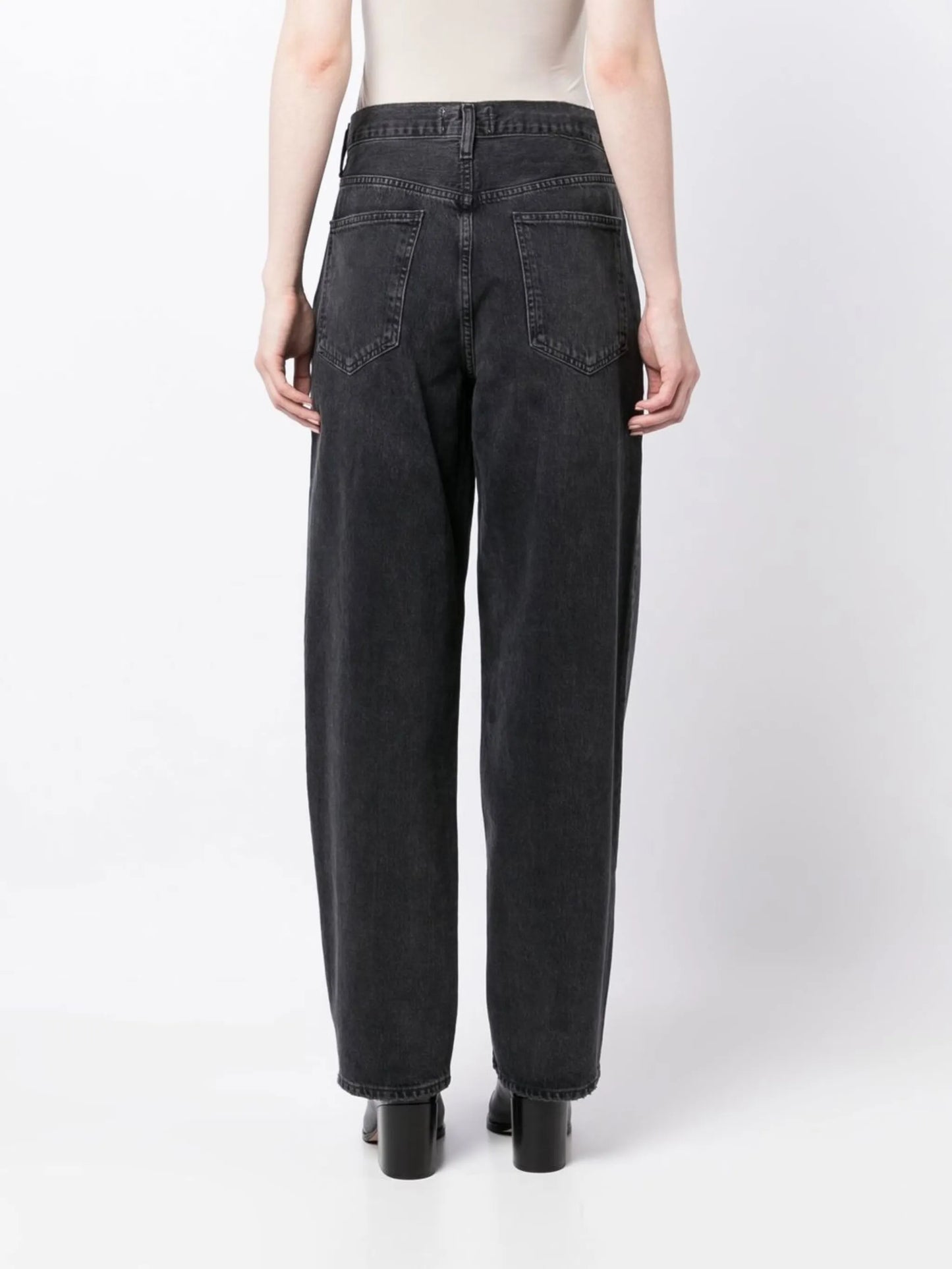 high-waist straight-leg jeans