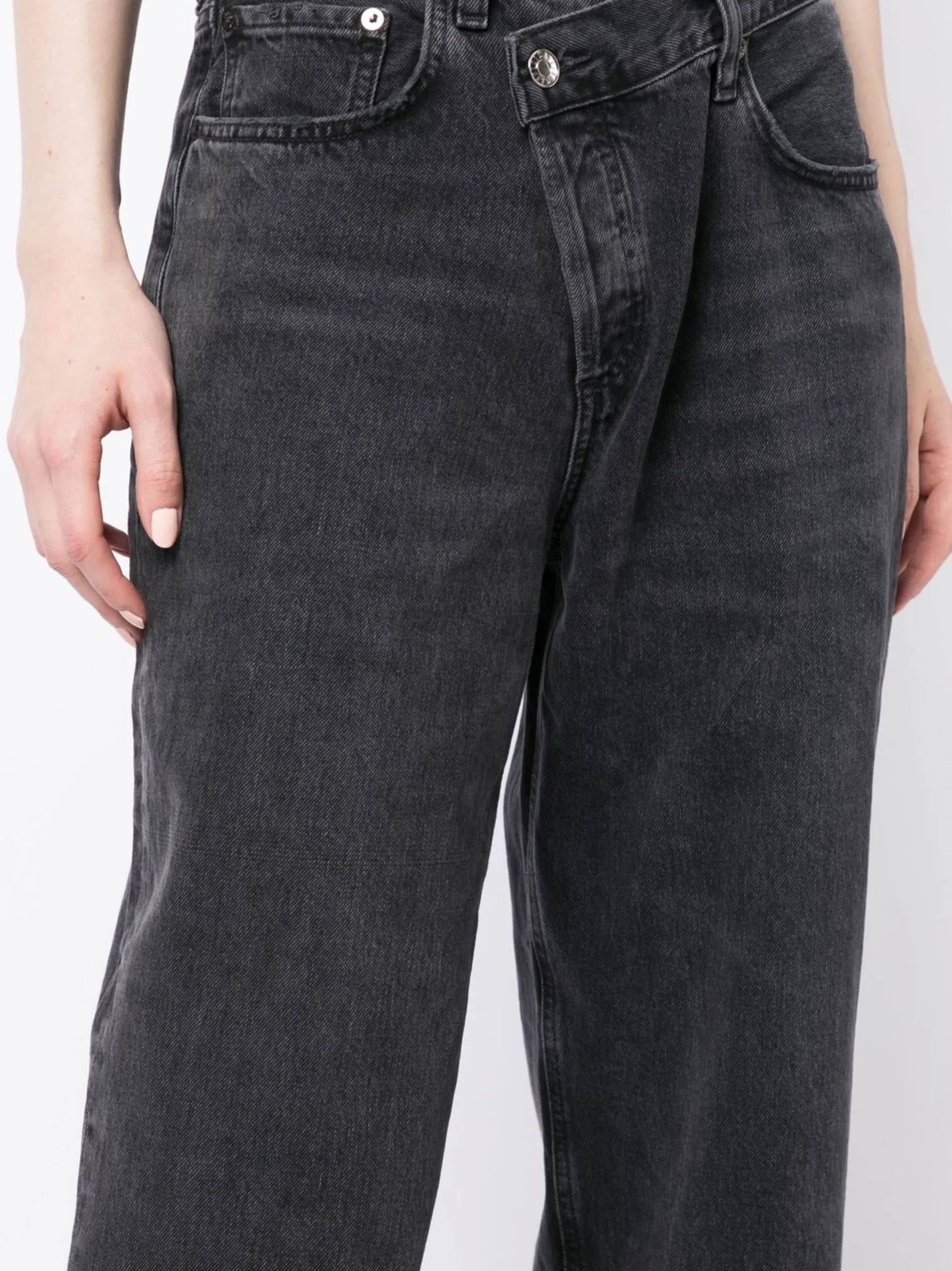 high-waist straight-leg jeans