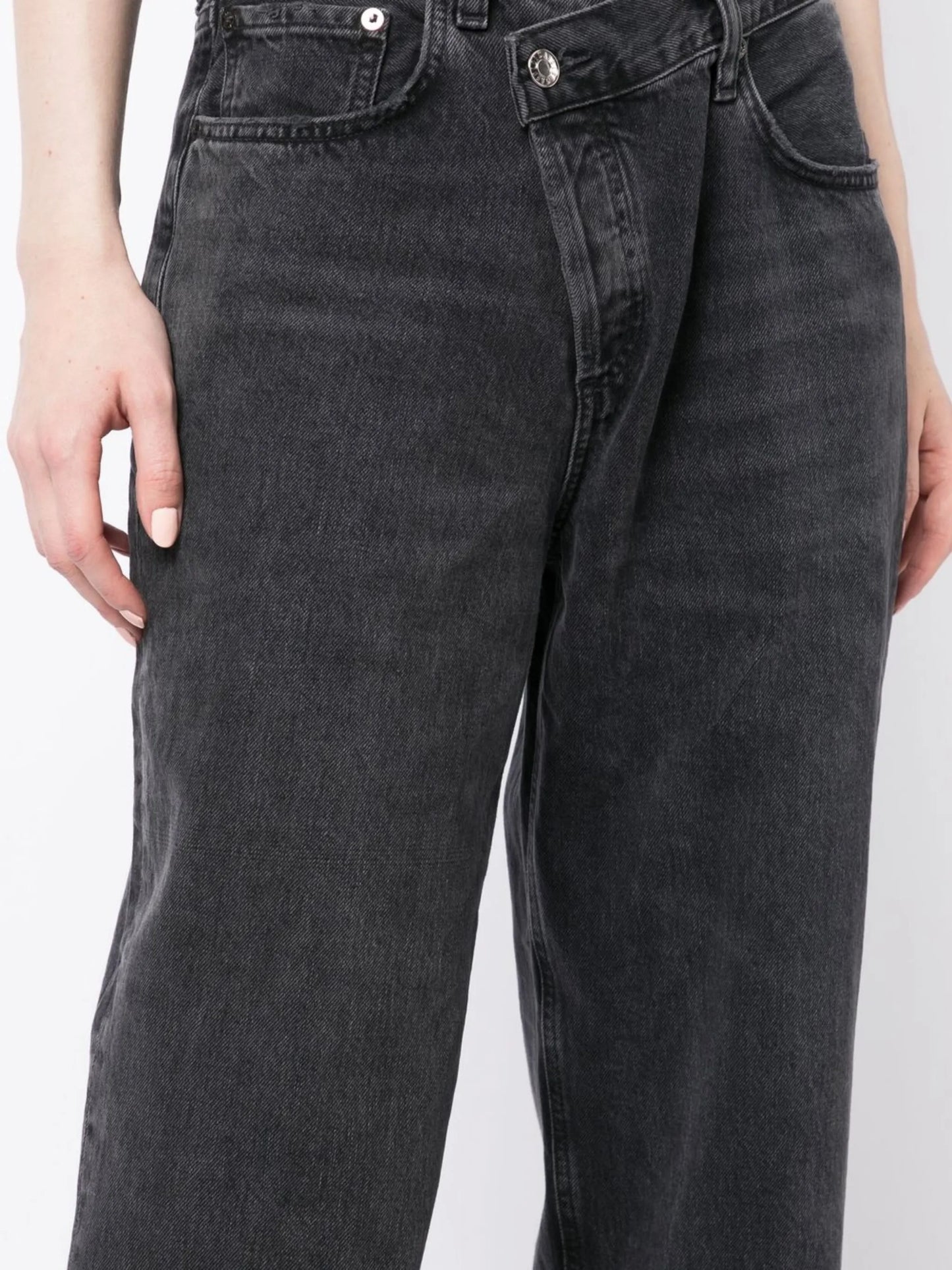 high-waist straight-leg jeans