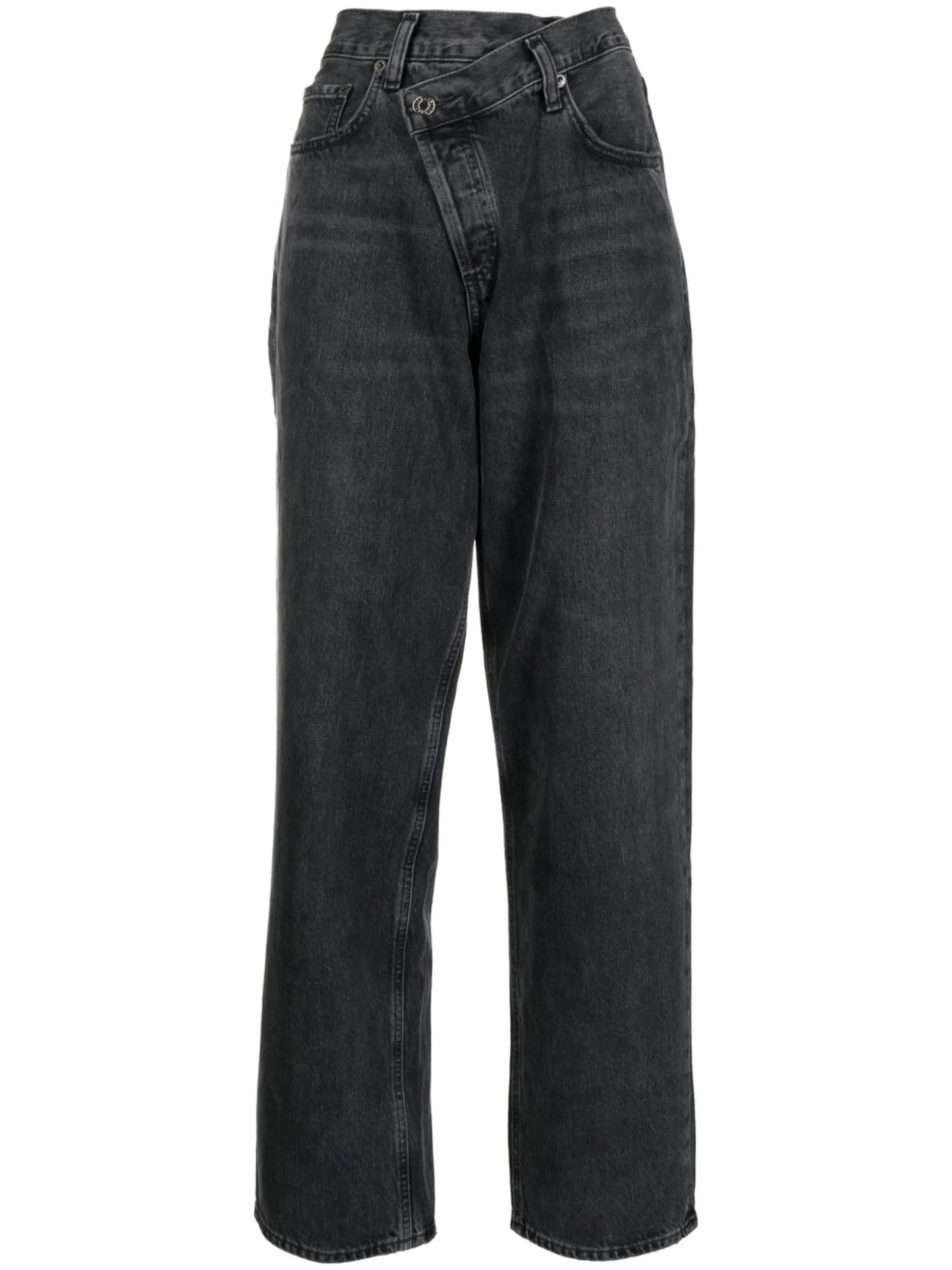 high-waist straight-leg jeans