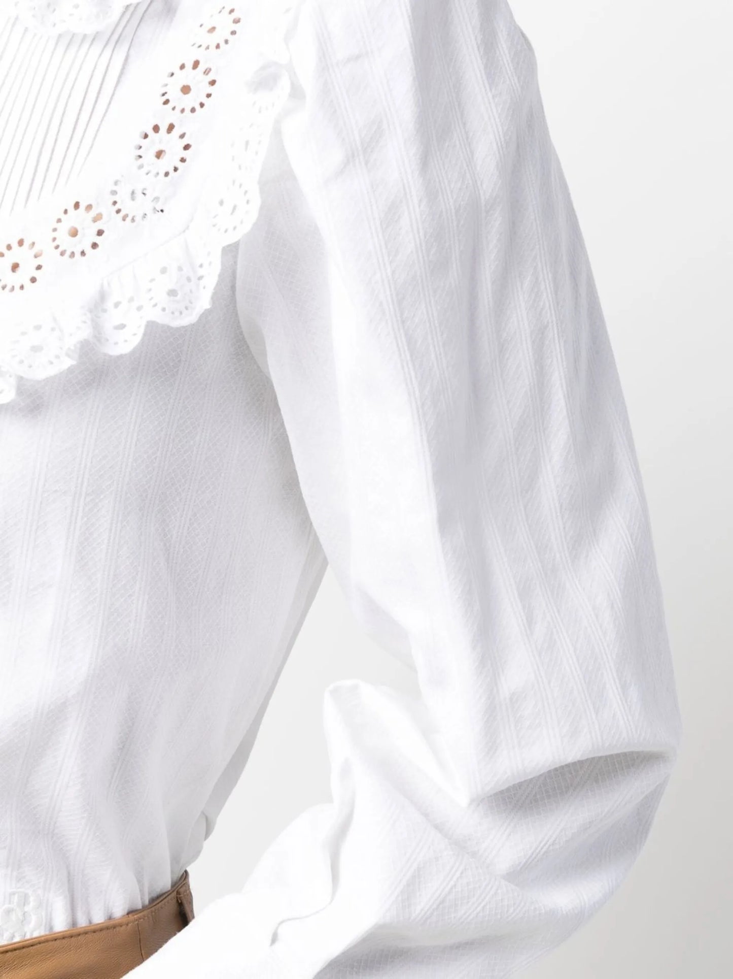 lace ruffle button-down blouse