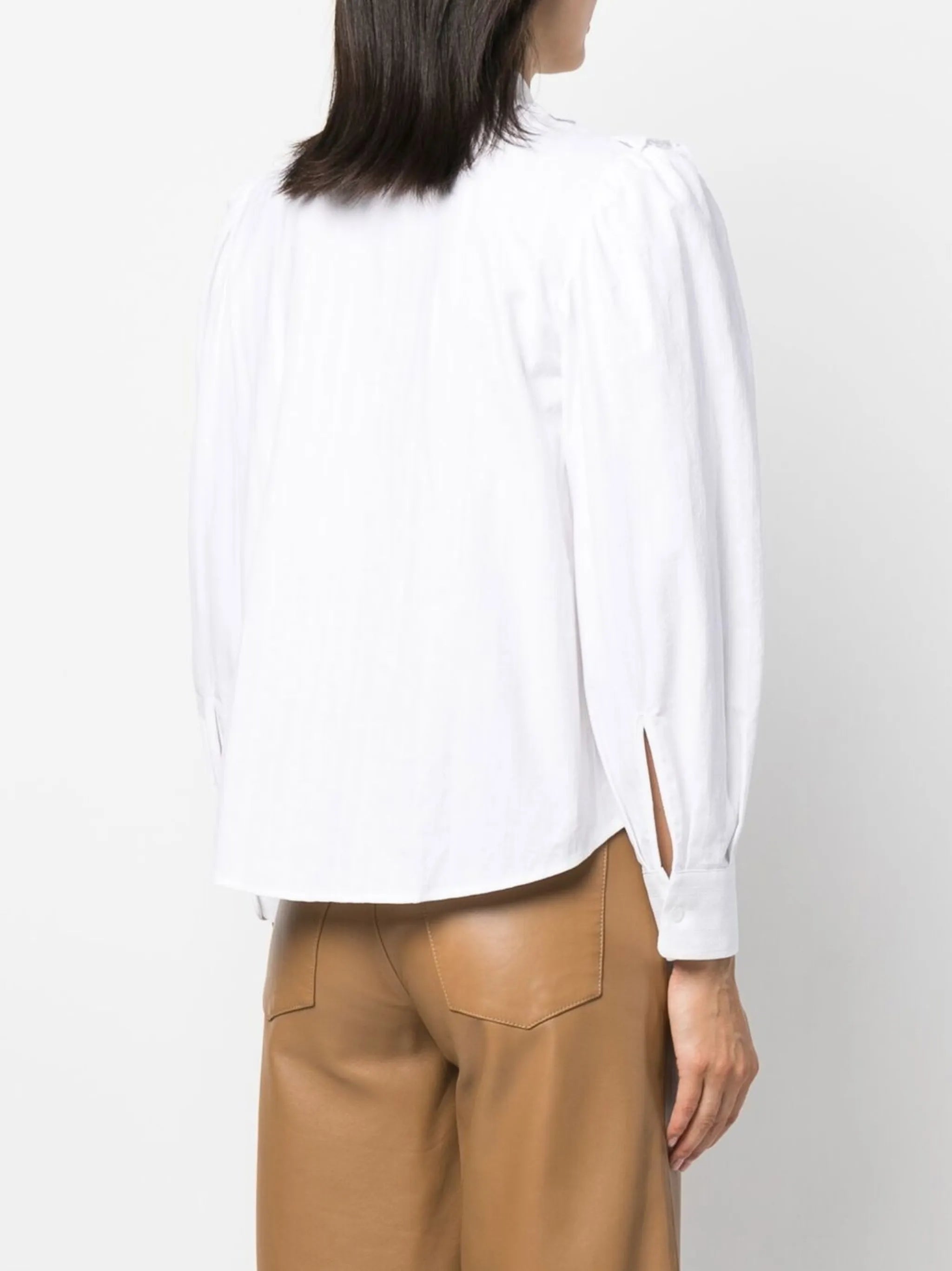 lace ruffle button-down blouse