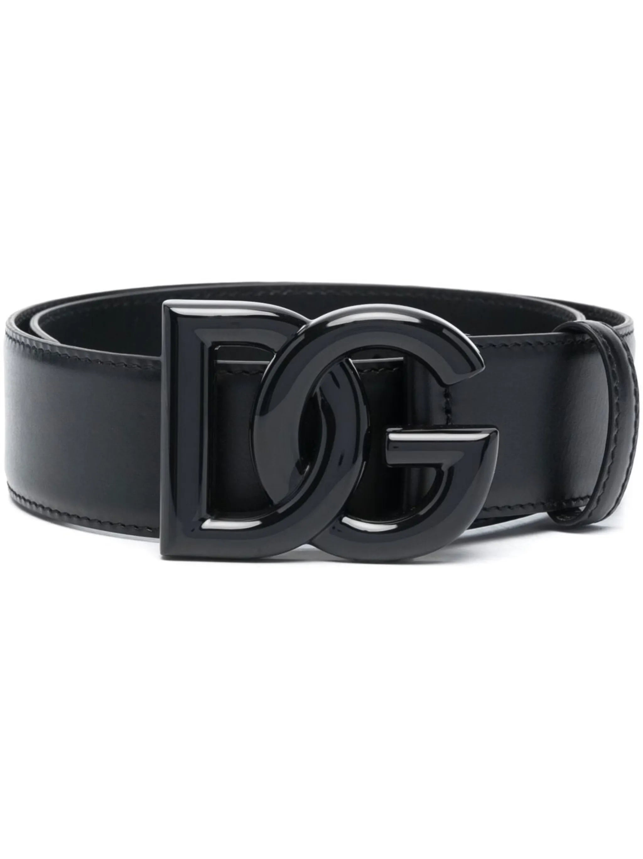 logo-buckle leather belt