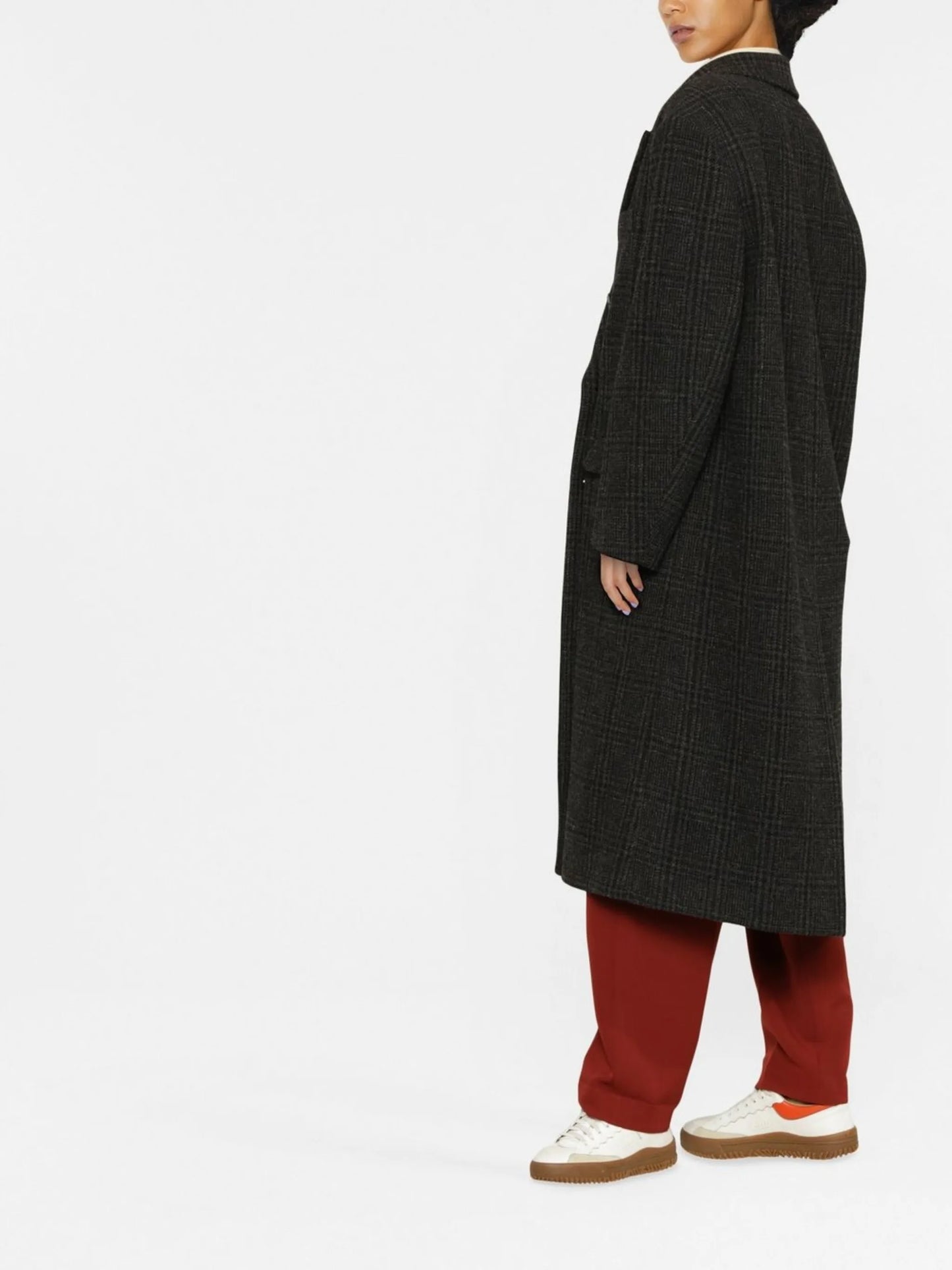double-breasted organic wool coat